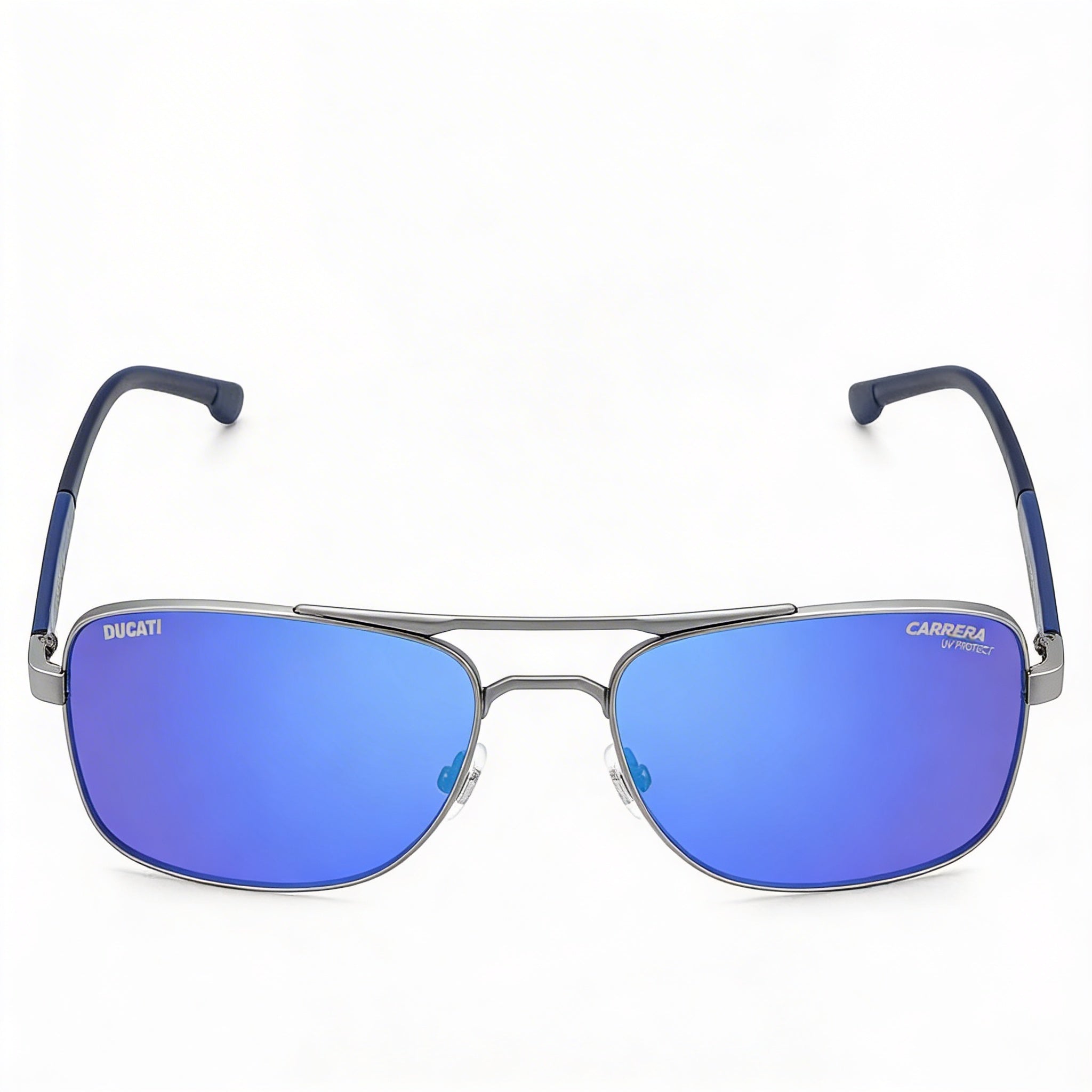 Gafas de sol Carrera Carduc 022/S para hombre, de titanio rutenio azul mate, con protección UV y lentes de espejo azul cielo de 60 mm, Photo 2