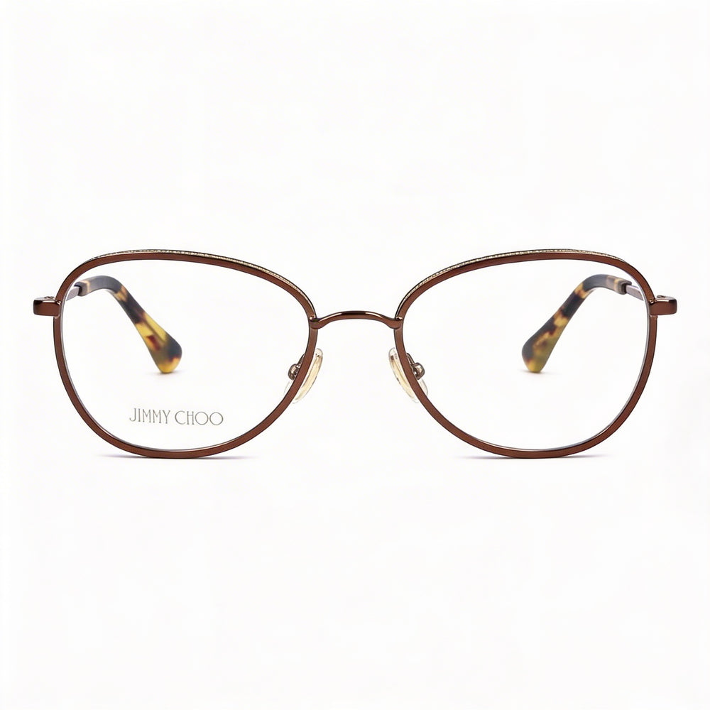 Gafas ópticas ovaladas para mujer JIMMY CHOO Crystal & Glitter, metal marrón con adornos de cristal, 54 mm