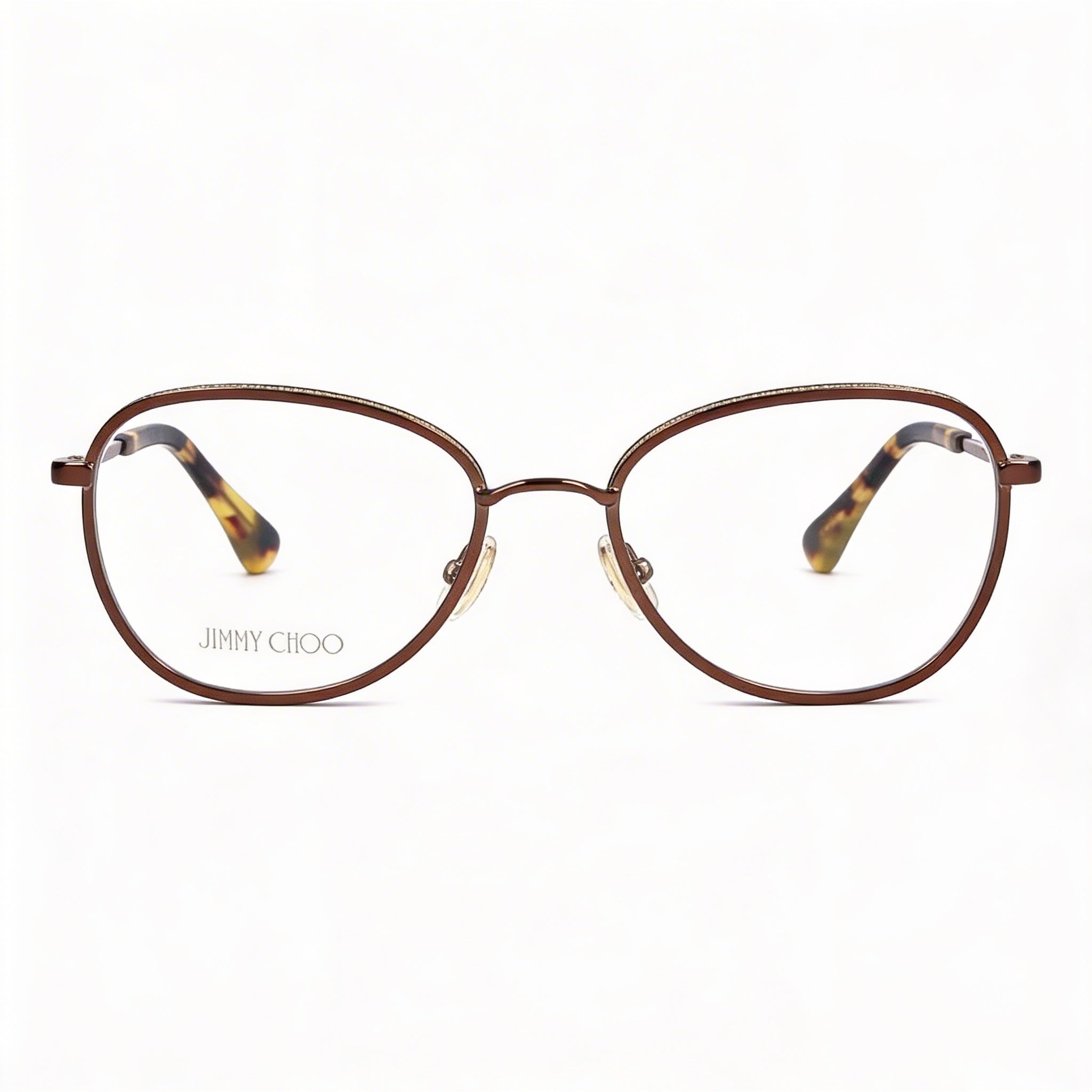 JIMMY CHOO Crystal & Glitter Women's Oval Optical Glasses, Brown Metal with Crystal Embellishment, 54mm, Photo 1