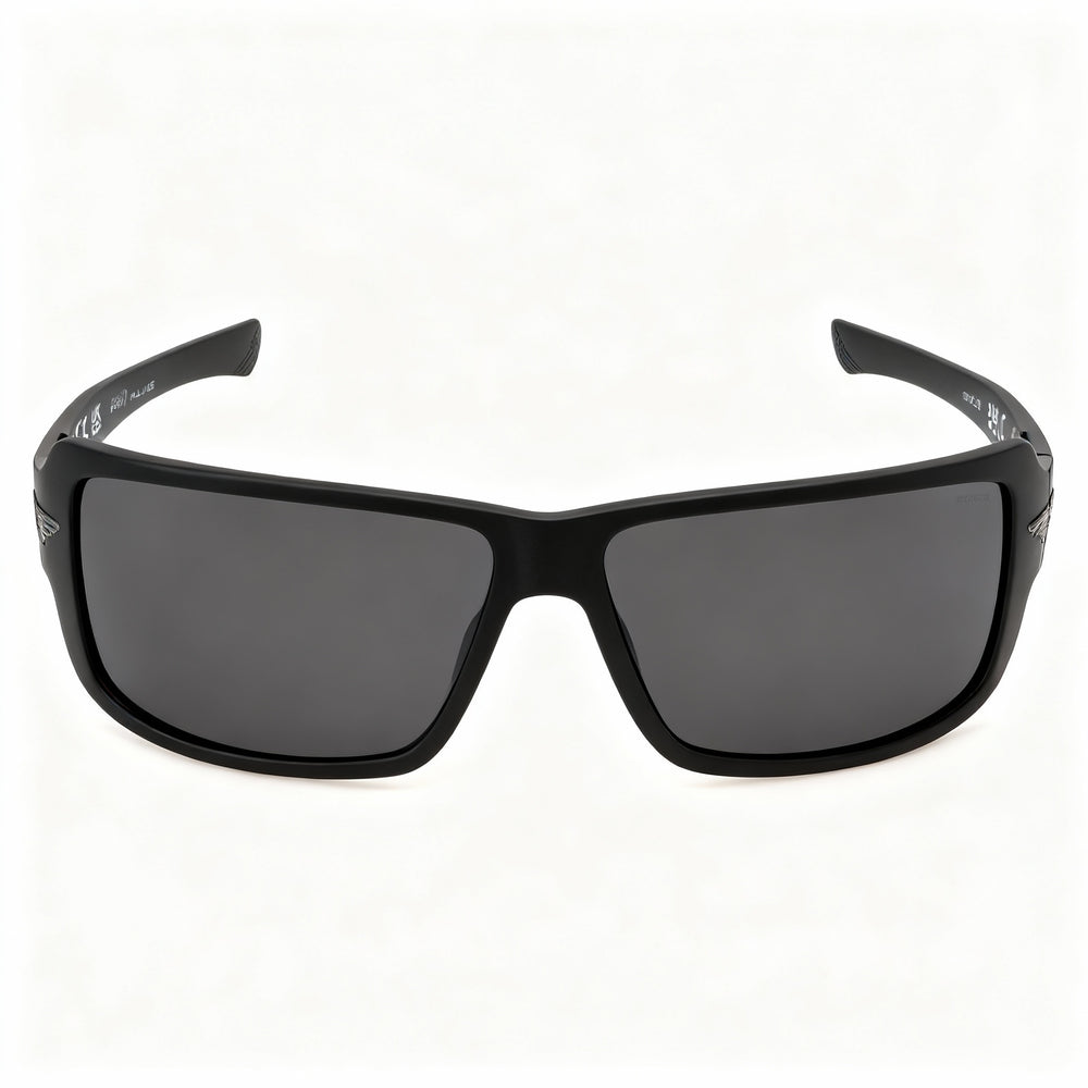 Gafas de sol Police TAILWIND5 SPLN37 para hombre, estilo casual, con montura inyectada, de policarbonato negro mate ahumado, sin polarizar, con protección UV, 65-14-115 mm