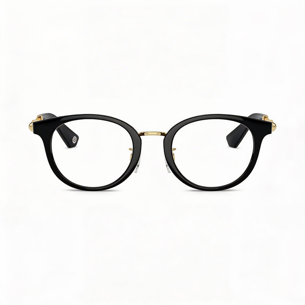 BURBERRY Women’s Black Optical Frames, featuring transparent demo lenses and ready for custom prescription lens replacement.