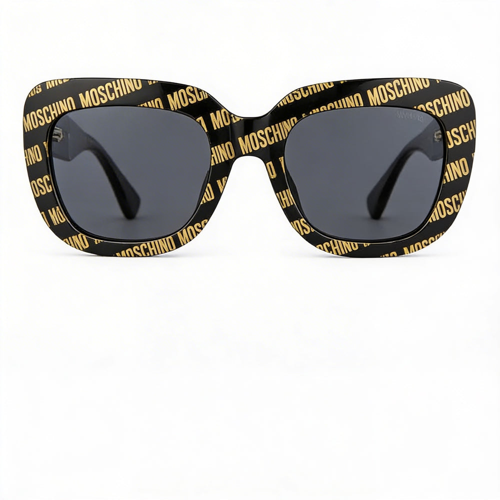 Moschino MOS132/S Gafas de sol de mariposa de plástico negro con diseño para mujer, no polarizadas, con protección UV, 53 mm