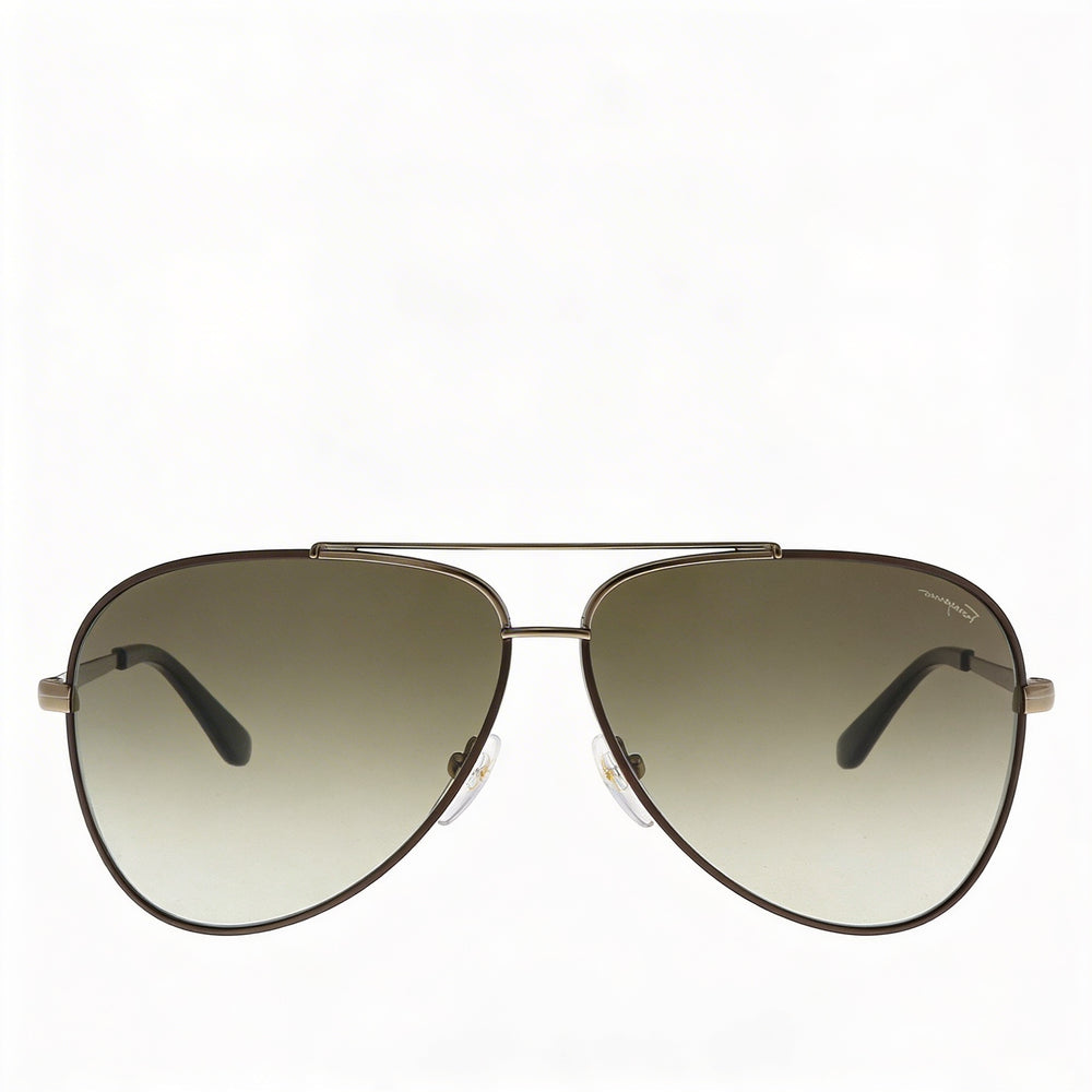 Gafas de sol Ferragamo SF131S 211 para mujer, de metal, estilo aviador, en marrón brillante con esmalte marrón oscuro, con degradado marrón y protección UV, 60 mm