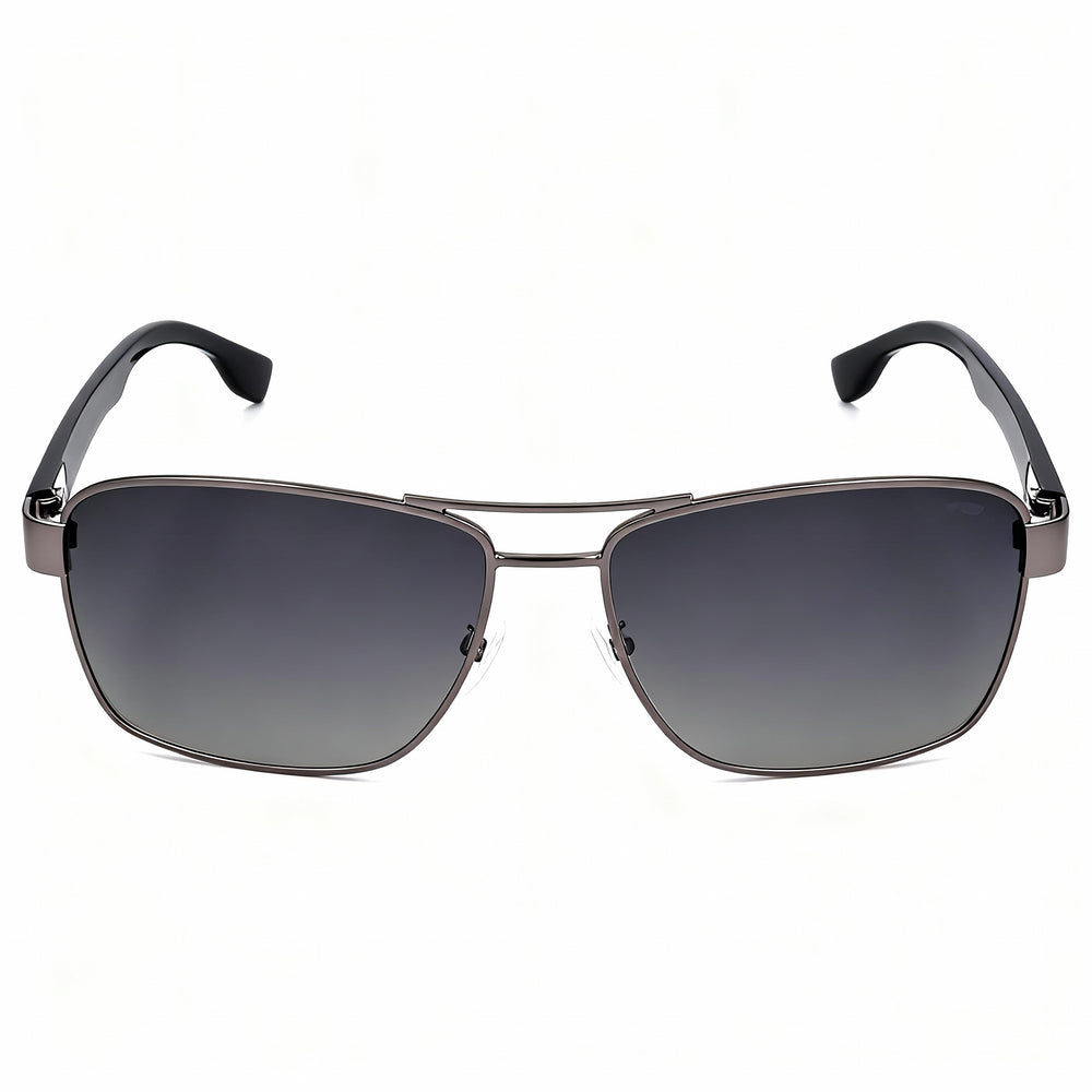 Gafas de sol para hombre Hugo Boss, montura de plástico gris oscuro y negro, lentes negras sin polarizar, 60-15-140mm