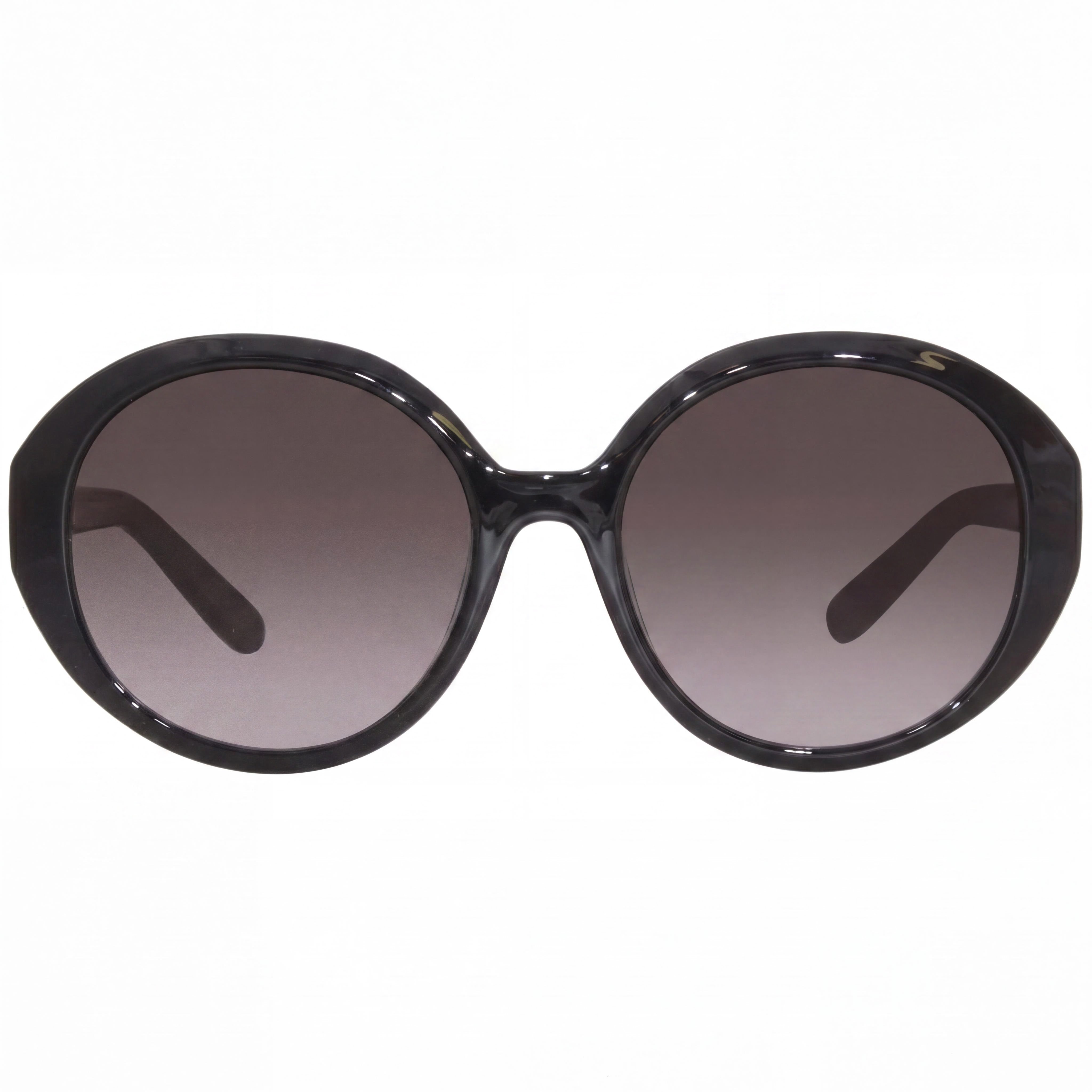 Salvatore Ferragamo Classic Women's Black Gold-logo Plastic Grey Gradient 100% UV Round Sunglasses 57mm, Photo 2