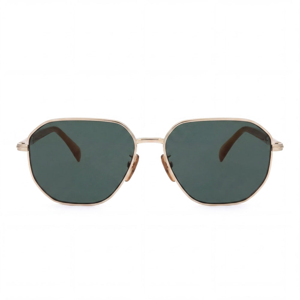 Gafas de Sol Beckham Modern para Hombre con Montura Metálica, Color Oro Cuerno, Lentes de Policarbonato, Ancho de Lente 60mm