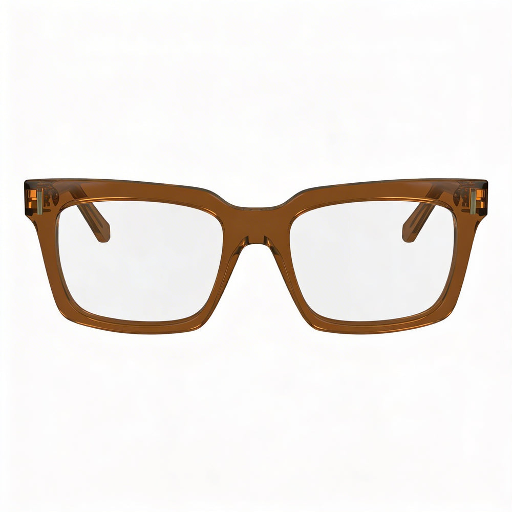 Gafas de acetato Salvatore Ferragamo Sf2993 para hombre, color marrón transparente, 53 mm