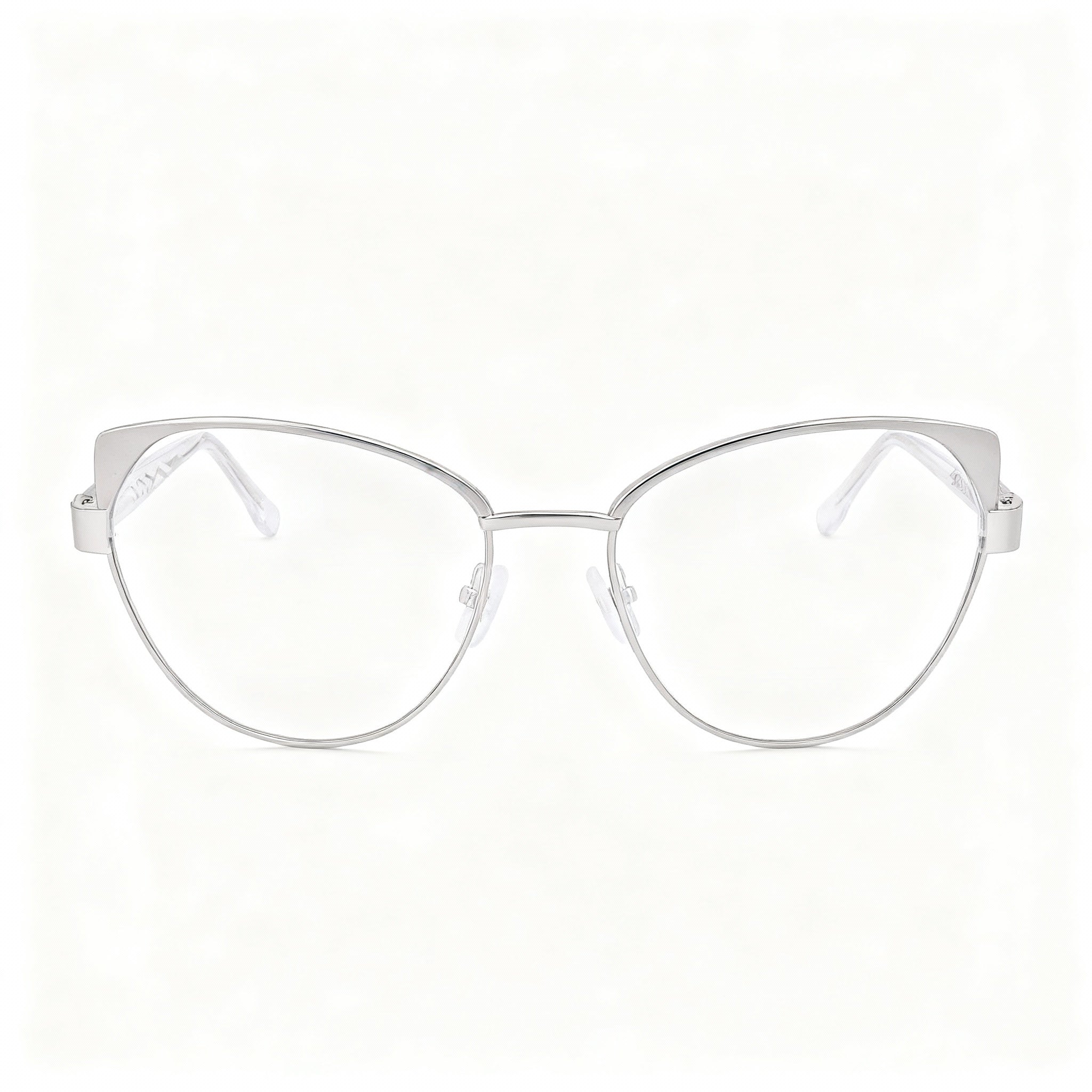 MCALLISTER Mc4520 Men's Silver Metal Cat-Eye Frame Polarized Clear Lenses Eyeglasses 52-16-135