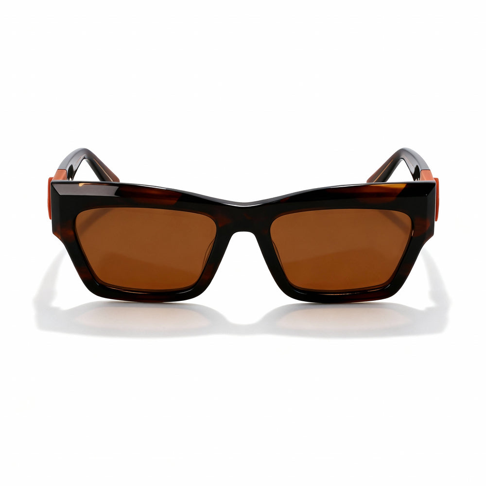 Longchamp LO763S Modern Men's Modified Rectangle Sunglasses, Striped Brown Frame & Lens, 53-18-140