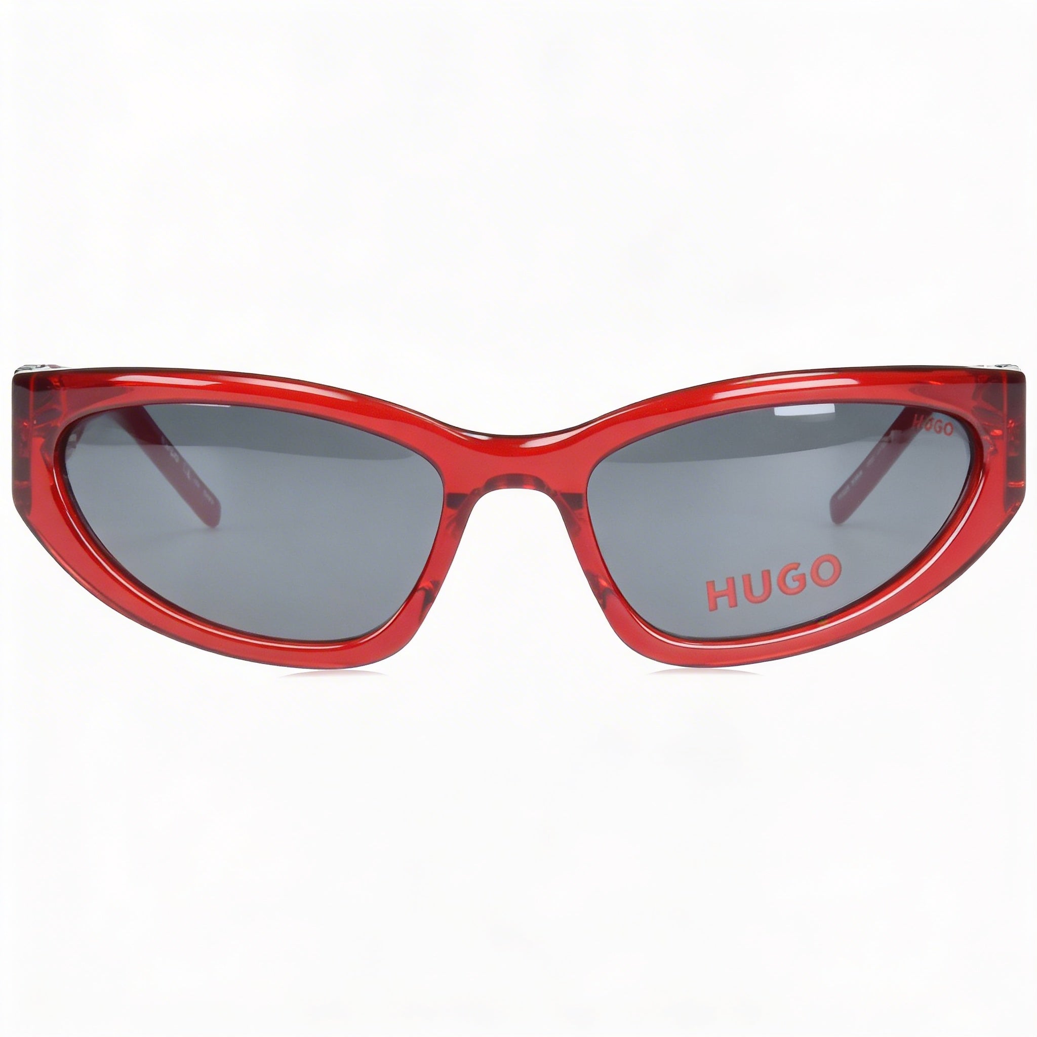 Hugo Boss Modern Unisex Red Plastic Frame Sunglasses with Grey Lenses, UV Protection, 7-1-4mm, Photo 2