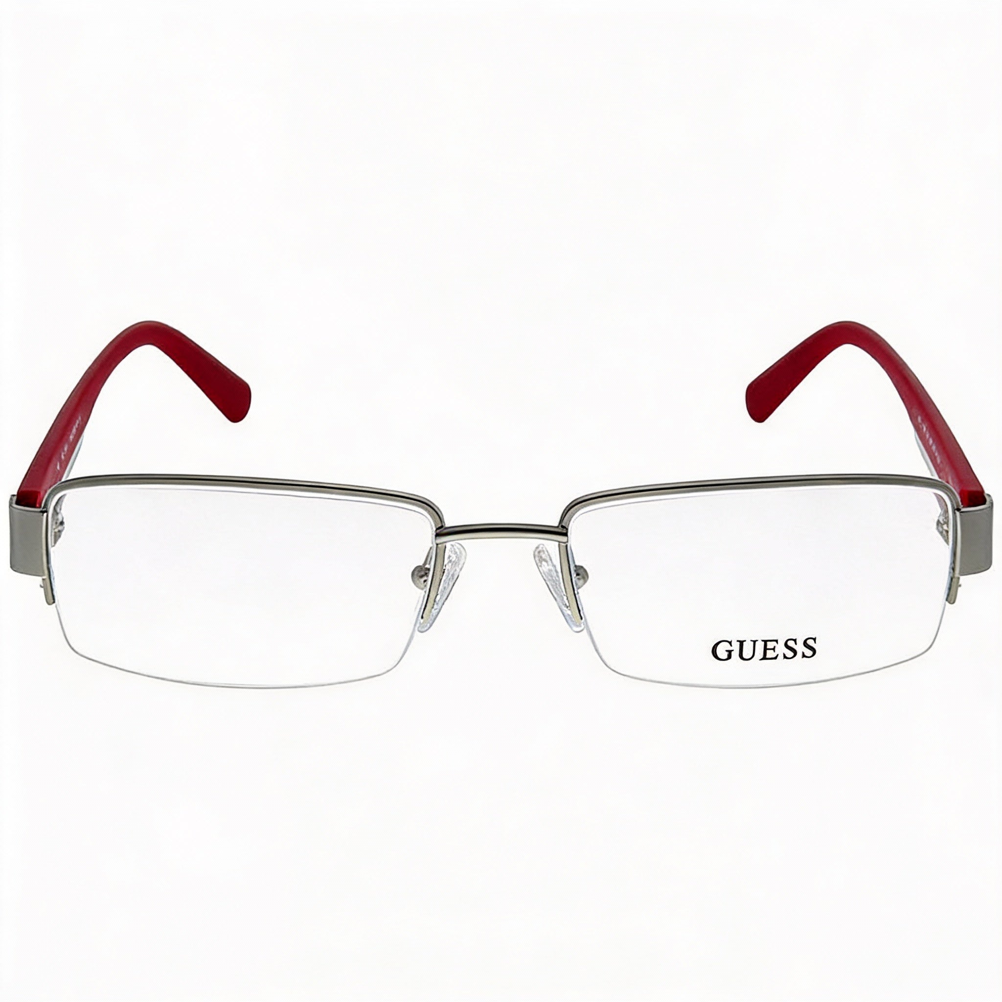 GUESS Eyewear for Men and Women, Silver Red Metal Optical Frame with Non- Lenses, Size 55-18-145, Photo 2