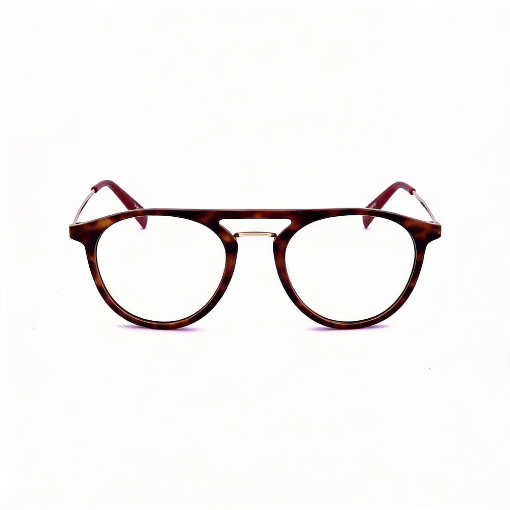 Gafas Levi's de mujer, redondas ovaladas, color habana rojo, de poliamida inyectada, lentes transparentes de demostración de 51 mm, aptas para lentes graduadas.