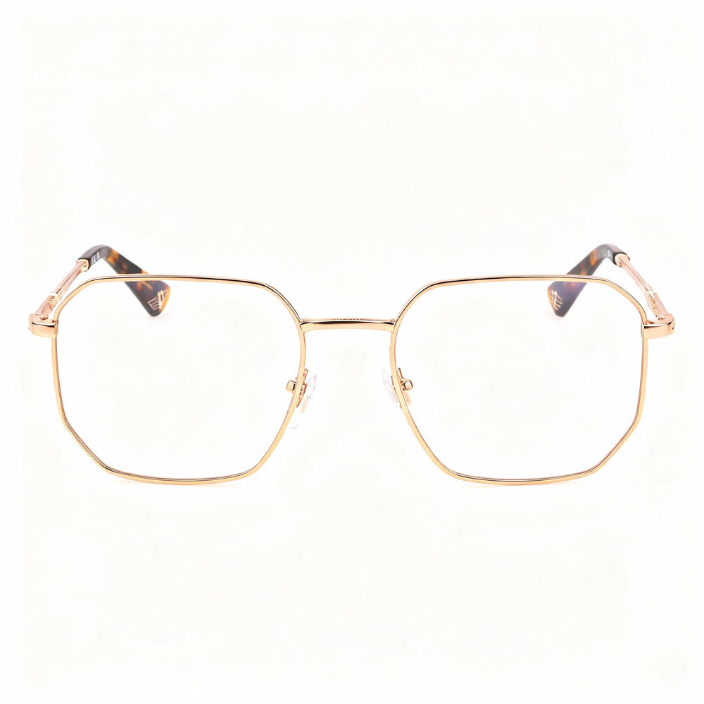 Police Modern Men's Metal Eyeglass Frame, Shiny Total Rose Gold, 53-18-145