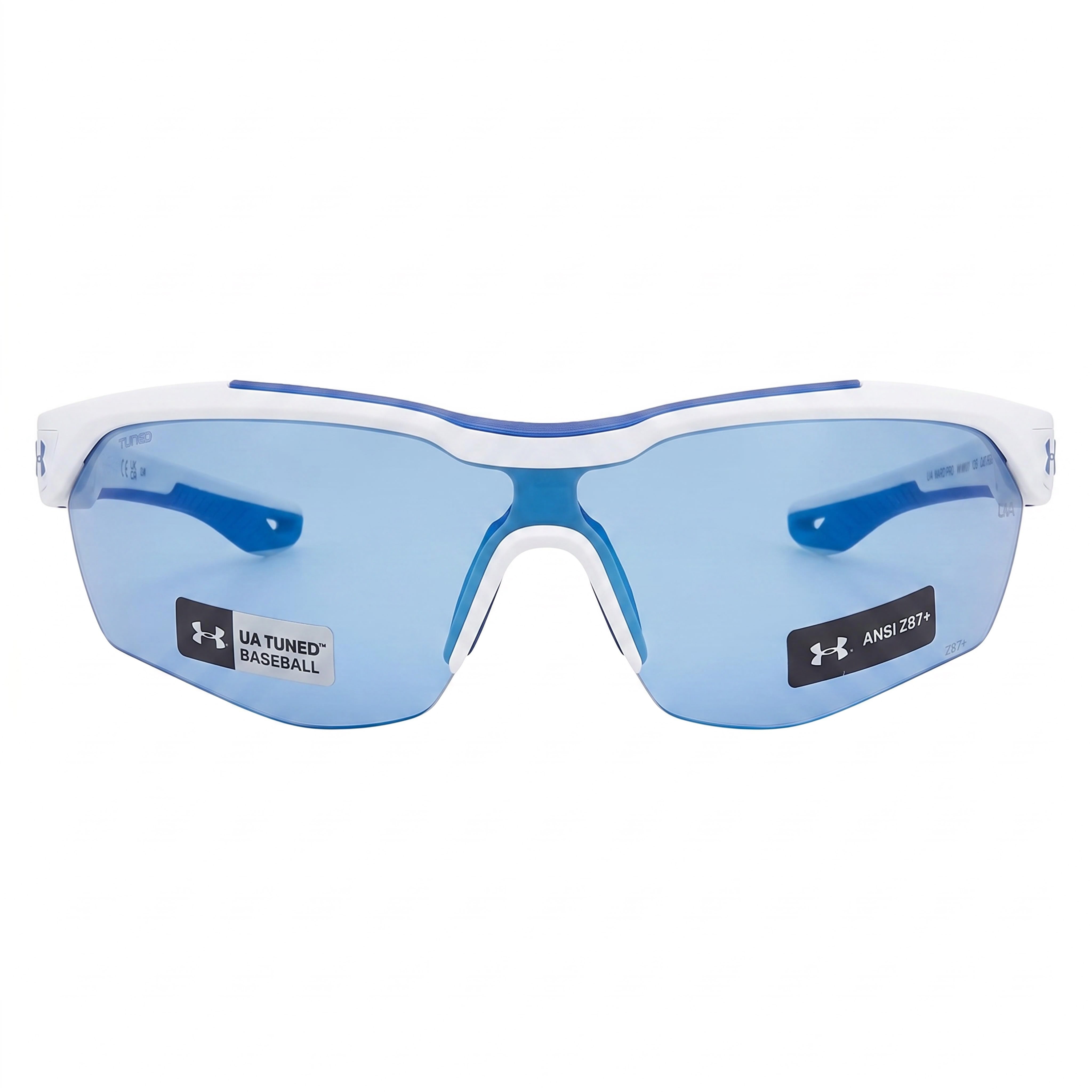 Gafas de sol Under Armour Ua Yard Pro para hombre, marco ajustado mate blanco azul, lente azul de policarbonato con protección UV, Photo 2