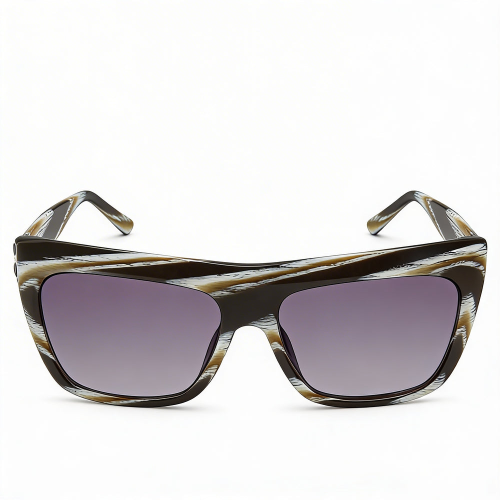 L.A.M.B. Women's Square Full Rim Acetate Sunglasses with Horn Black Frame and Black Lenses 56-16-135