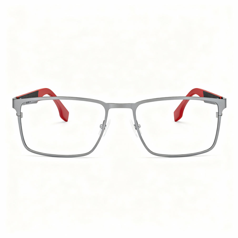 Gafas ópticas Hugo Boss BOSS 1488 para hombre, estilo casual, en metal rojo rutenio, talla 55-18-145