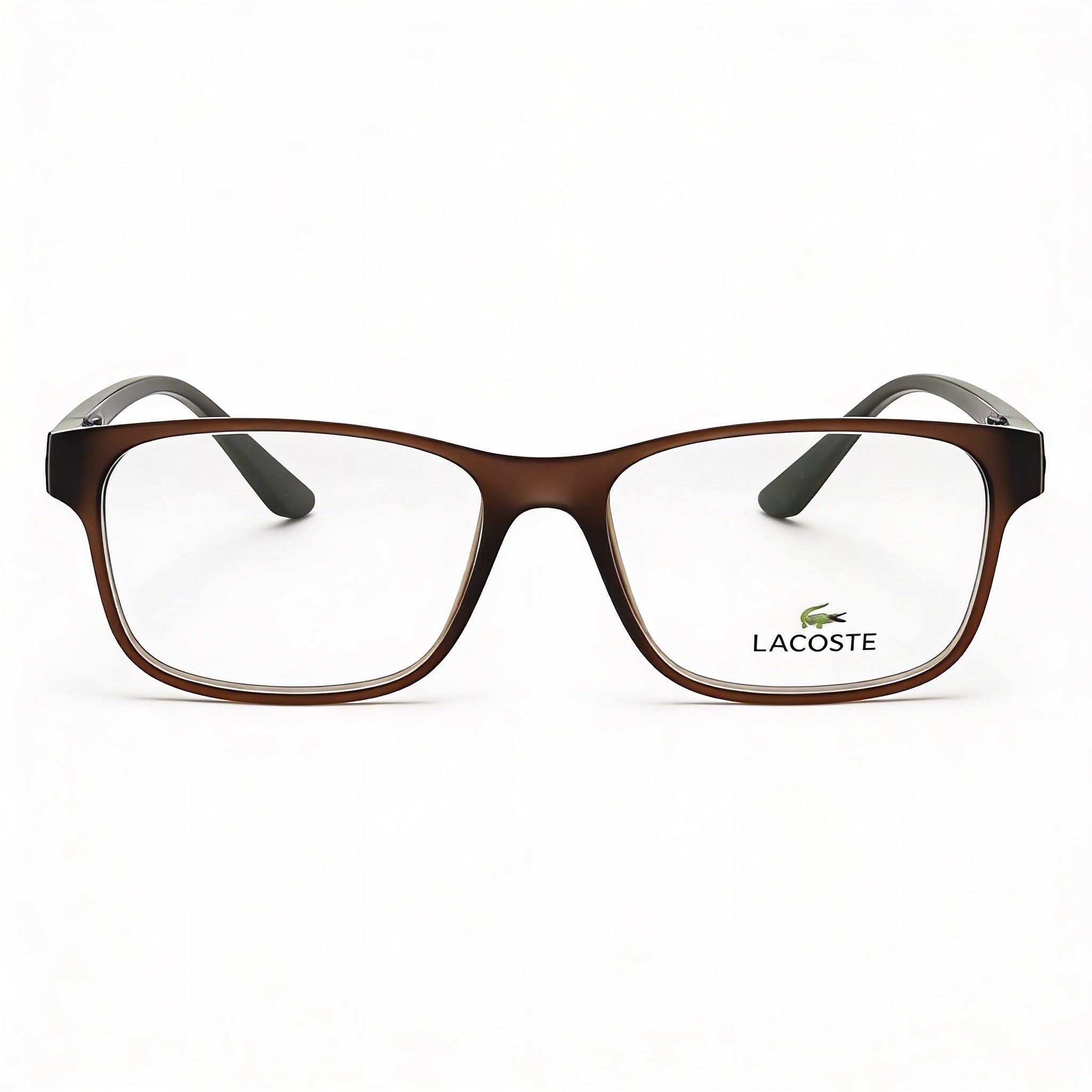 Lacoste Modern Unisex Eyeglasses featuring a Matte Brown Acetate Frame and 51mm Lens Width, 16mm Bridge, 135mm Temple Length, Photo 2