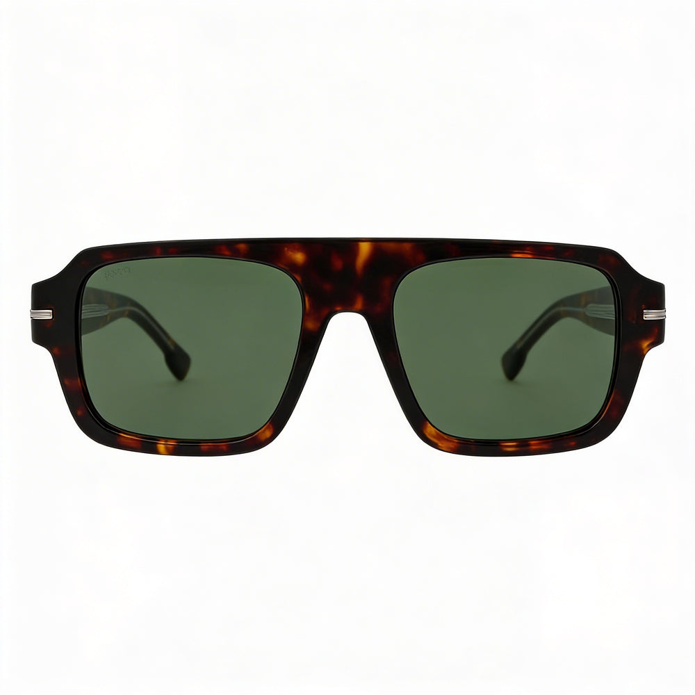 Gafas de sol rectangulares Hugo Boss 1595/S Style & Expression para hombre, Habana Verde, aceite ecológico, sin polarizar, protección UV, 53-19-145mm