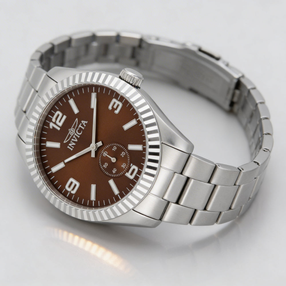 Invicta Specialty 49383 Men's 43mm Quartz Watch, Silver-Tone Stainless Steel Case, Brown Dial, Bracelet