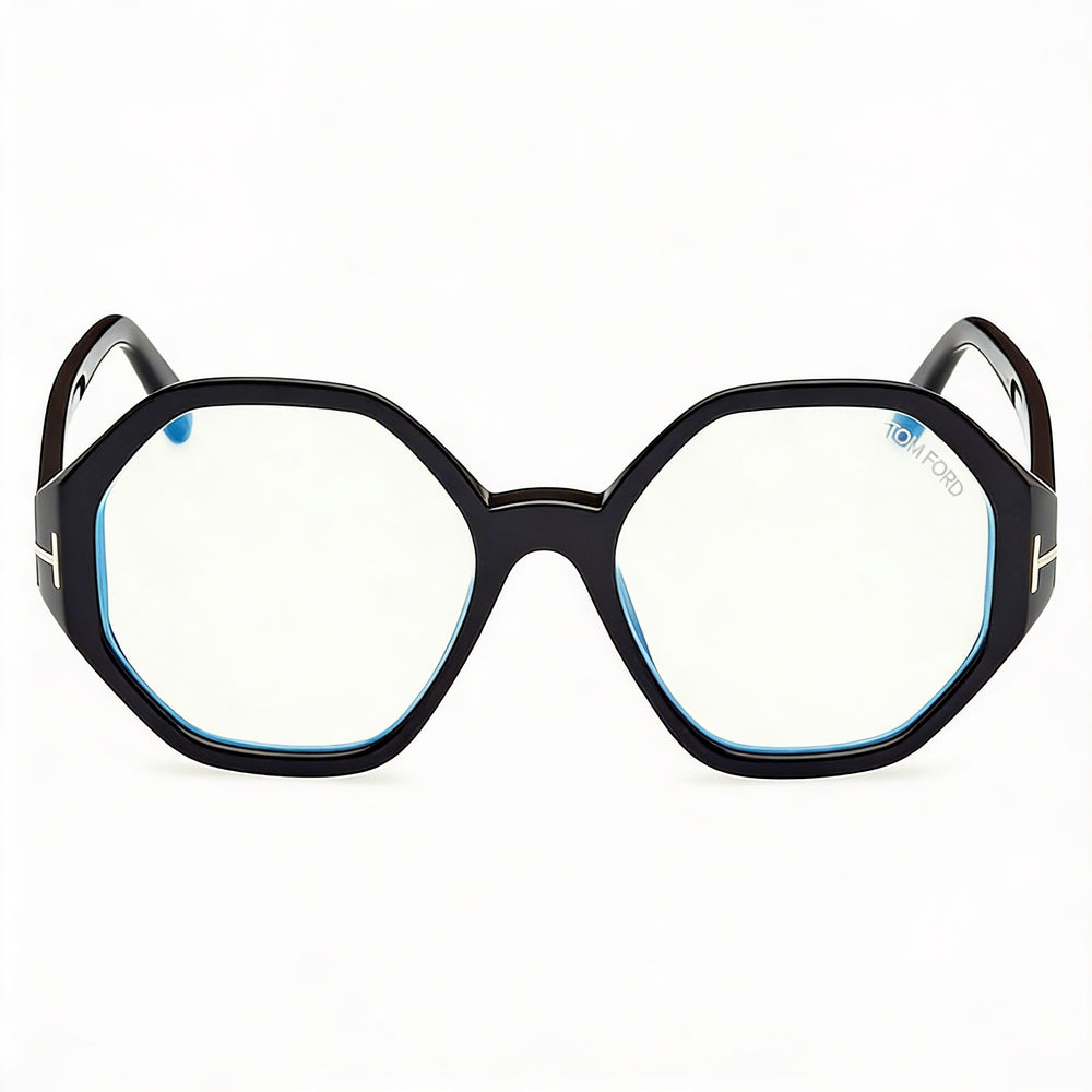 Tom Ford FT5967-B Gafas Unisex Negras con Lentes de Policarbonato, Ancho de Lente 53mm, Puente 18mm, Patilla 140mm
