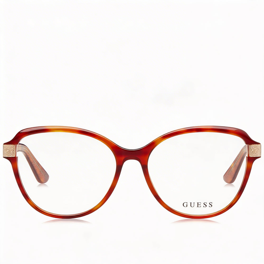 GUESS Modern Women's Eyeglasses with Blonde Havana Plastic Frame and Clear Polycarbonate Lenses 55-16-140
