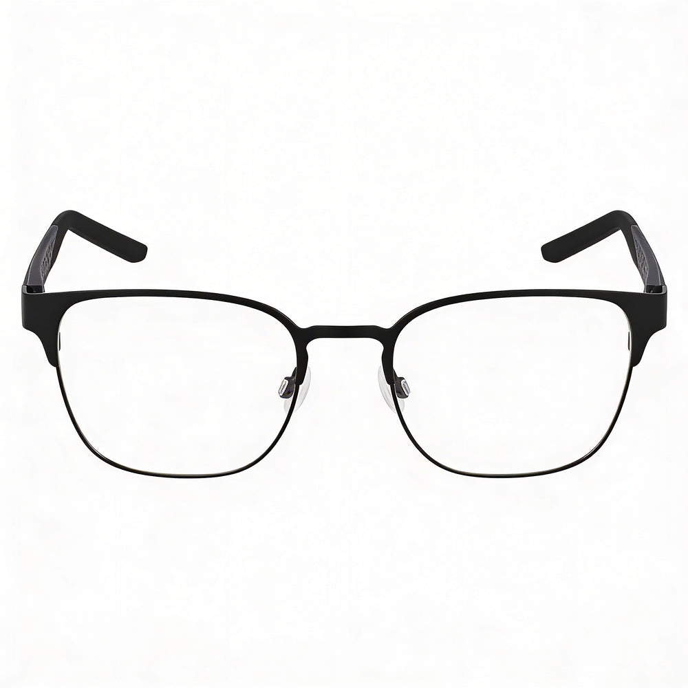 Nike 8156 Classic Logo Unisex Square Metal Eyeglasses with Polycarbonate Lenses 52-19-140mm in Satin Black