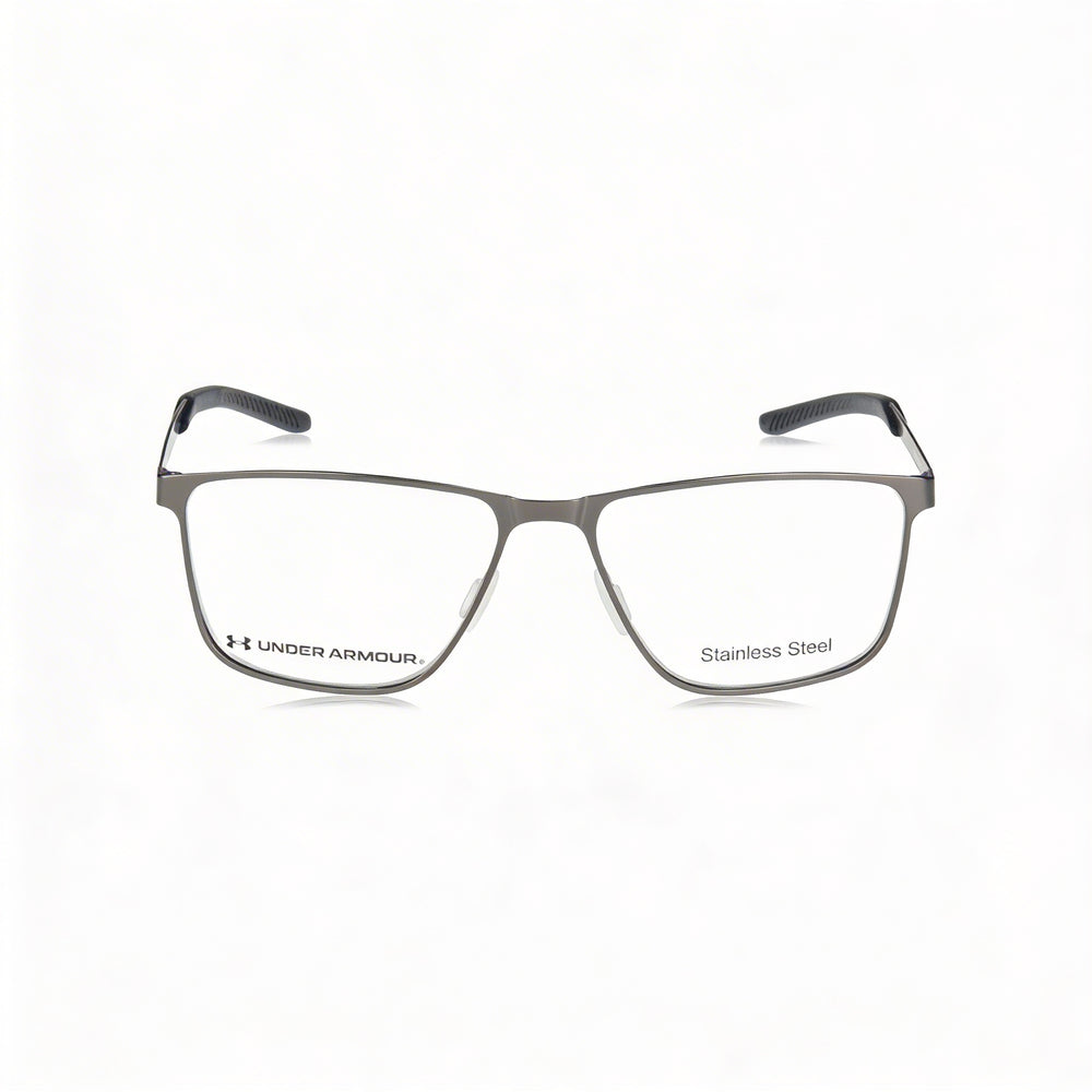 Under Armour Casual Men's Rectangle Full Rim Stainless Steel Eyeglasses Matte Ruthenium Grey 54mm
