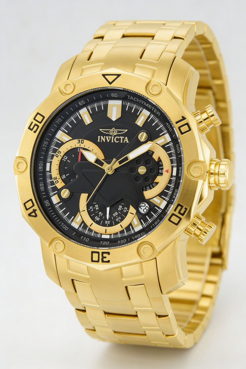 Invicta Men's Pro Diver SCUBA 22767 Gold Stainless Steel Quartz Chronograph Diver Watch, 50mm Case