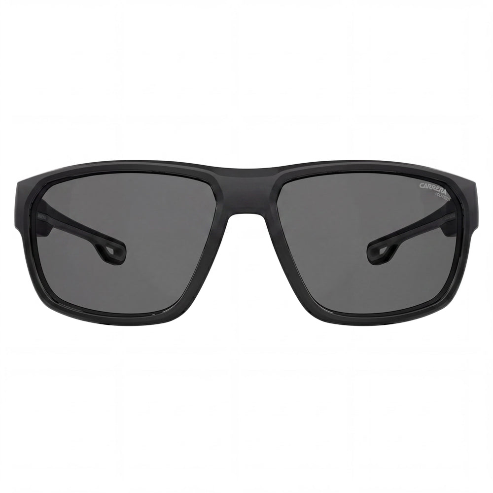 Carrera Gafas de sol casuales para hombre, armazón negro de poliamida ecológica, lentes grises polarizadas con 100 % protección UV, 63 mm