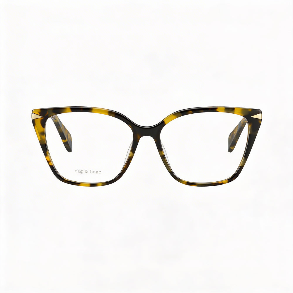 Montura de gafas Rag & Bone Rnb3005, fabricadas en plástico de color Marrón Habana Dorado, con un ancho de lente de 53 mm