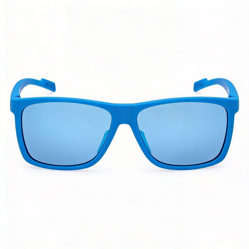 Adidas Gafas de sol inyectadas para hombre Plástico inyectado Montura azul Lentes de espejo azules 60mm Protección UV Sin polarizar