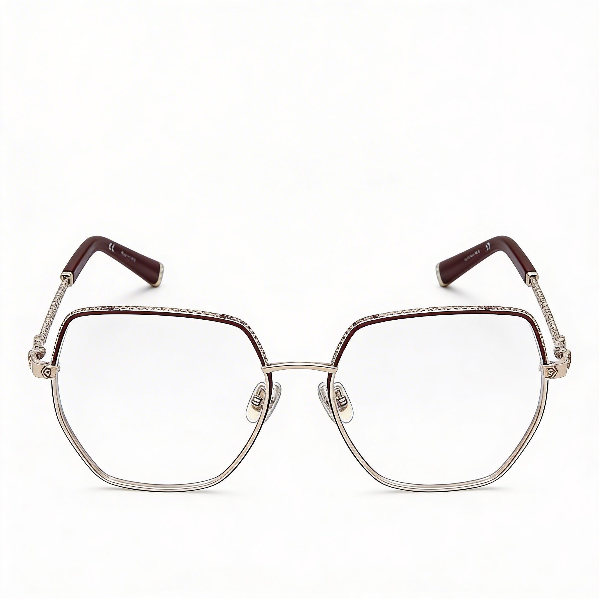 Philipp Plein Vpp054s Women's Eyeglasses Rose Gold with Glossy Bordeaux Accents, Glass Lenses 57mm, Photo 1