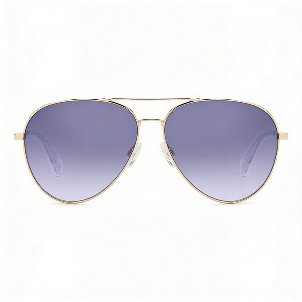 Rag & Bone Casual Unisex Gold Grey Stainless Steel Pilot Sunglasses with Grey Lenses 59mm UV Protected