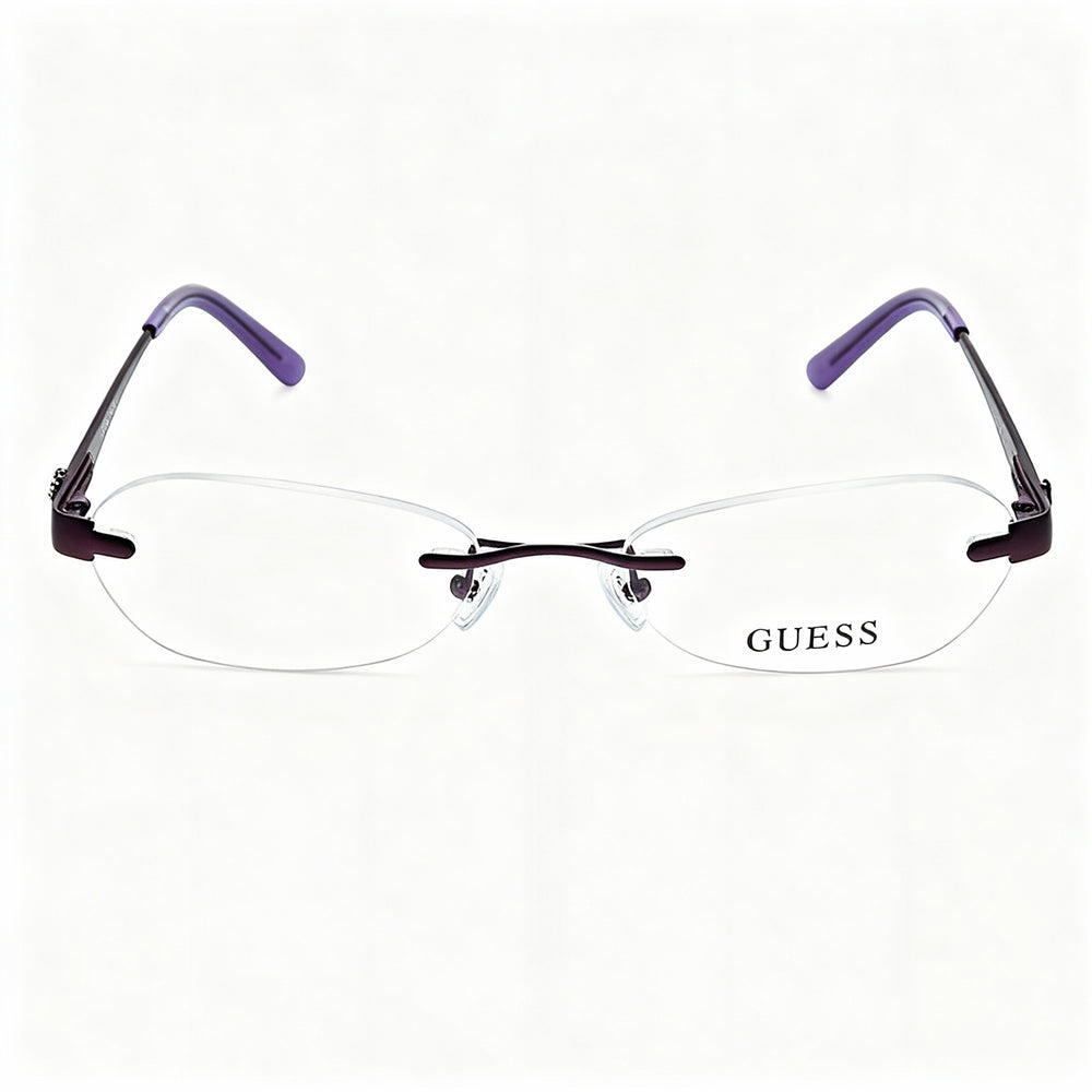 GUESS GU2338-PUR-53 Montura unisex de metal, cuadrada, rectangular, morada, lentes de 53 mm, puente de 17 mm, patillas de 135 mm