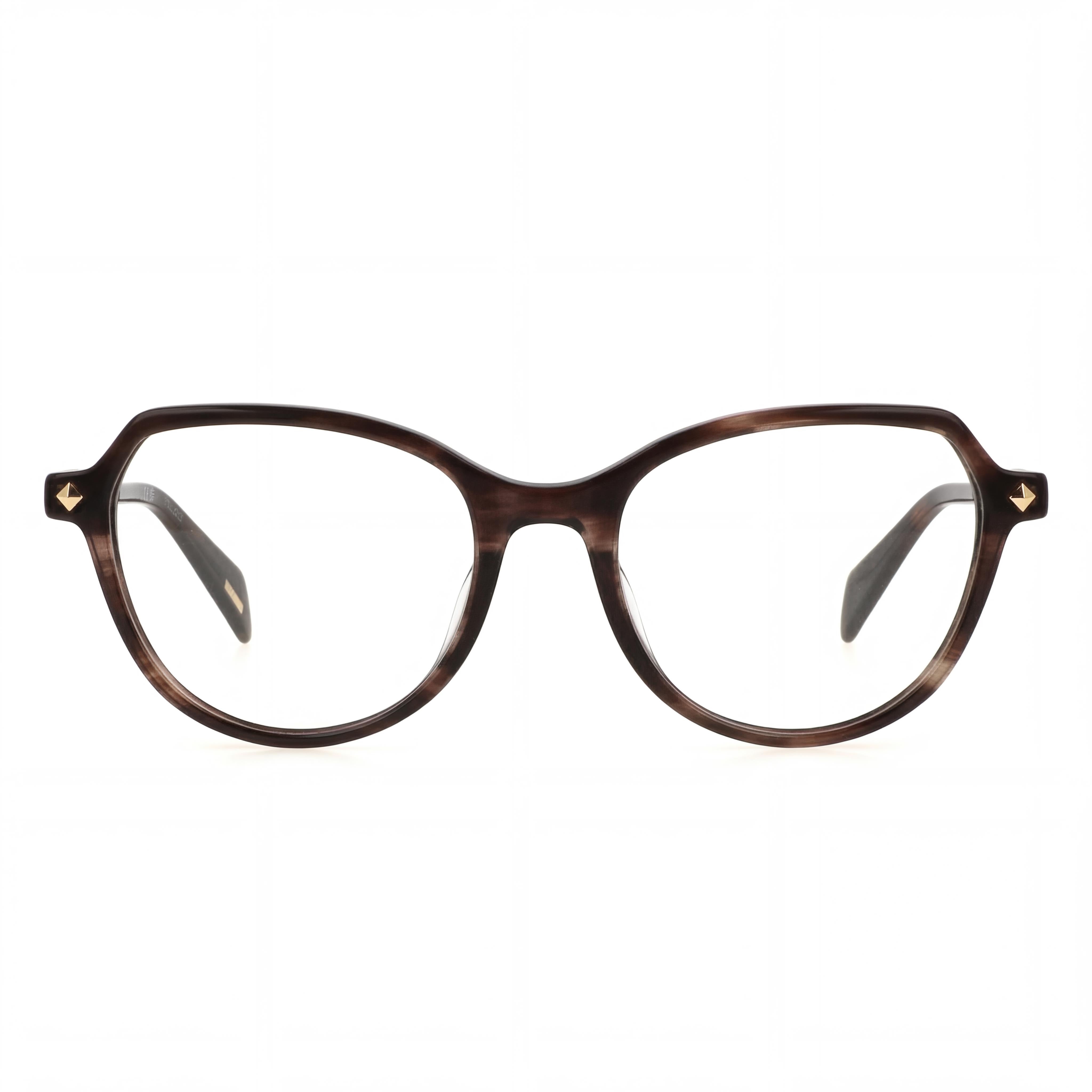 Police Casual Women's Shiny Striped Brown Glittery Acetate Frame Polycarbonate Lens Eyewear 52mm, Photo 2