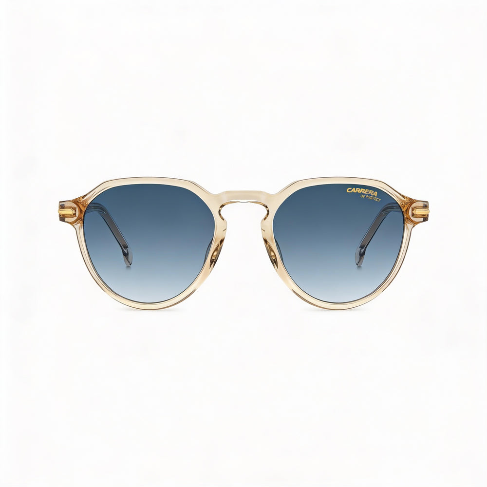 Gafas de sol Carrera 314/S unisex, montura de acetato beige, color azul oscuro, protección UV, no polarizadas, 50 mm