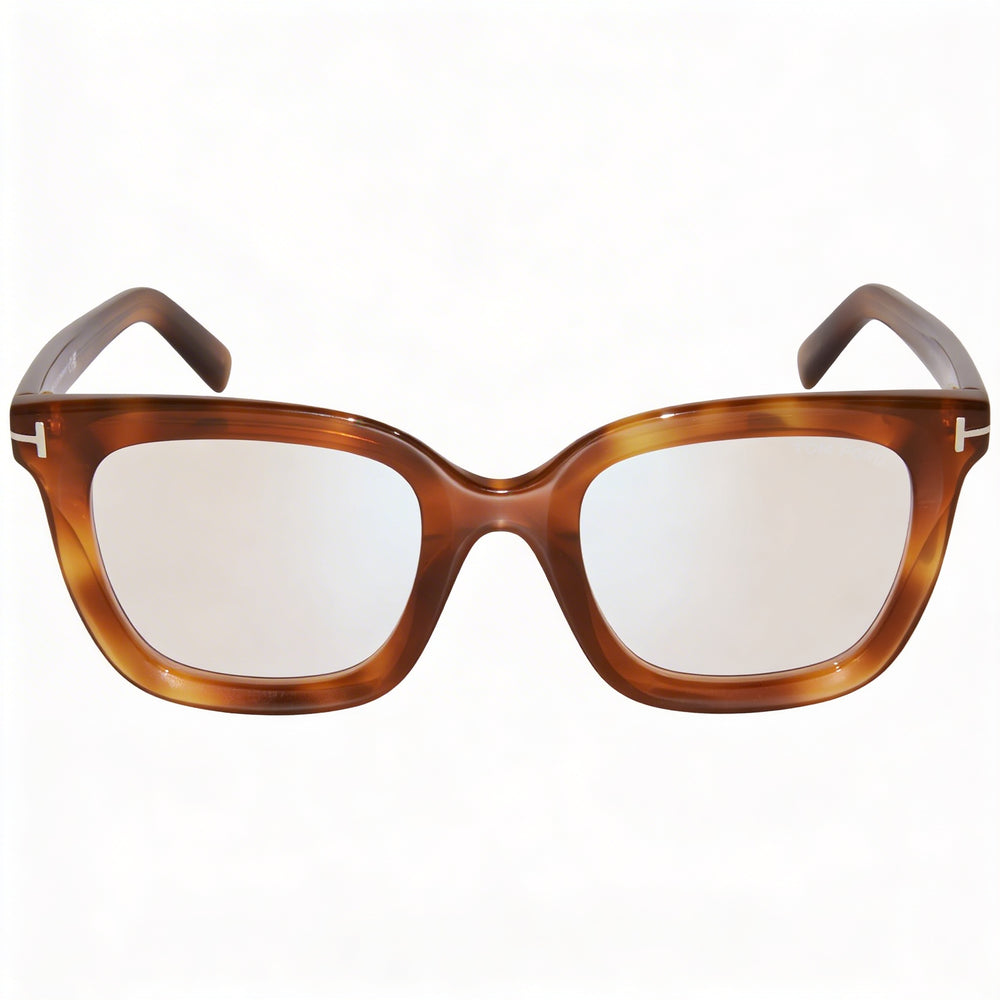 Tom Ford Gafas de Mujer Modernas Cuadradas con Montura Completa Bloqueo de Luz Azul Ámbar Transparente Brillante 51mm