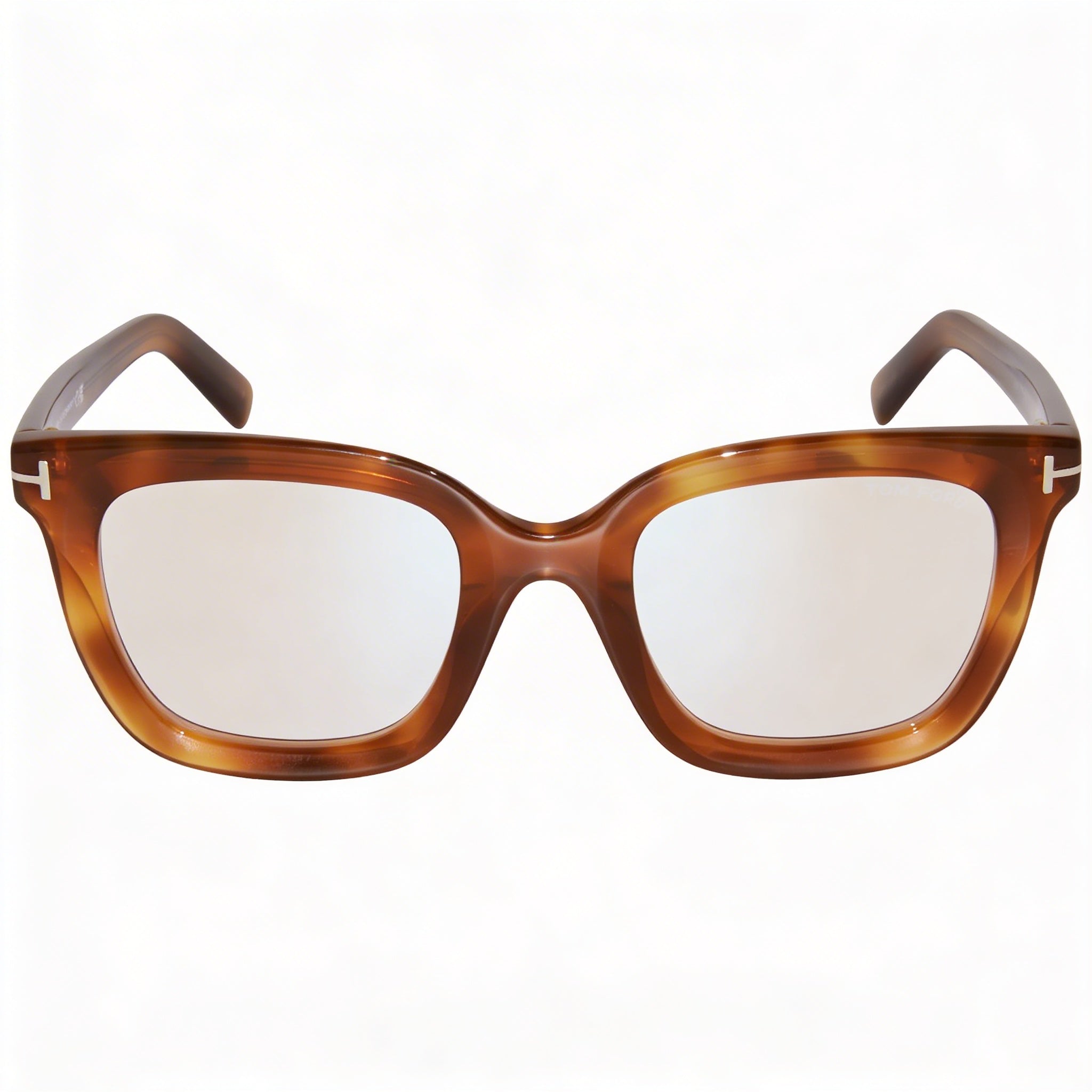 Tom Ford Gafas de Mujer Modernas Cuadradas con Montura Completa Bloqueo de Luz Azul Ámbar Transparente Brillante 51mm, Photo 2