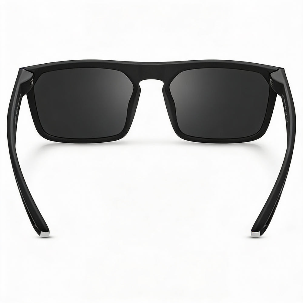 NIKE Modern Unisex Rectangular Non-Polarized Plastic Sunglasses Matte Black Frame Dark Grey Lenses 55mm