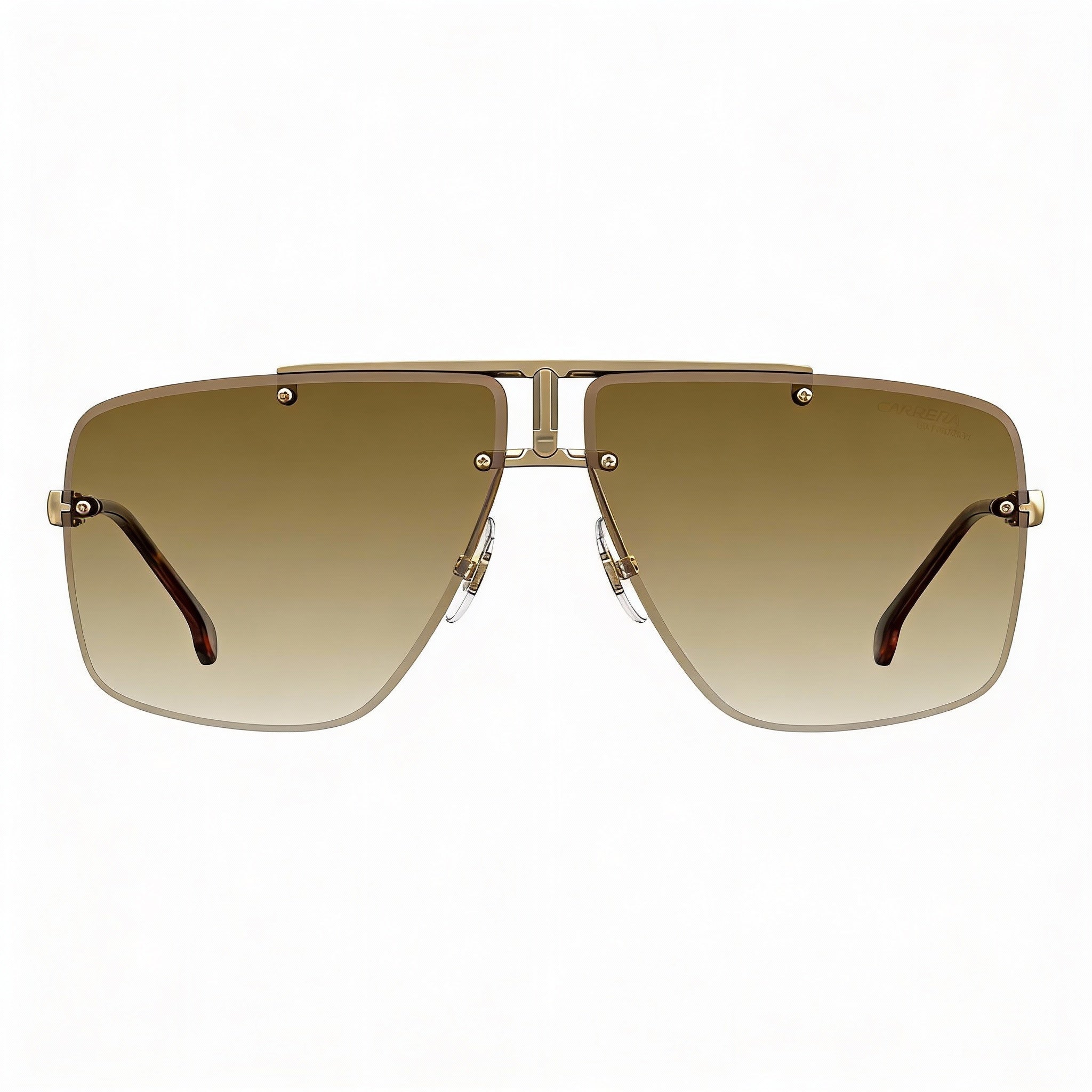 Gafas de sol unisex Carrera rectangulares con montura metálica dorada y lentes con protección UV en negro, marrón y verde de 64 mm, Photo 2