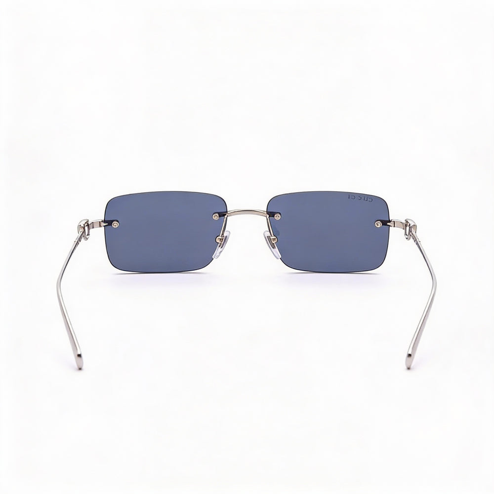 Gucci Casual Women's Silver-Blue Metal Frame Sunglasses with 100% UV Protection, Non-Polarized Lenses, 55mm