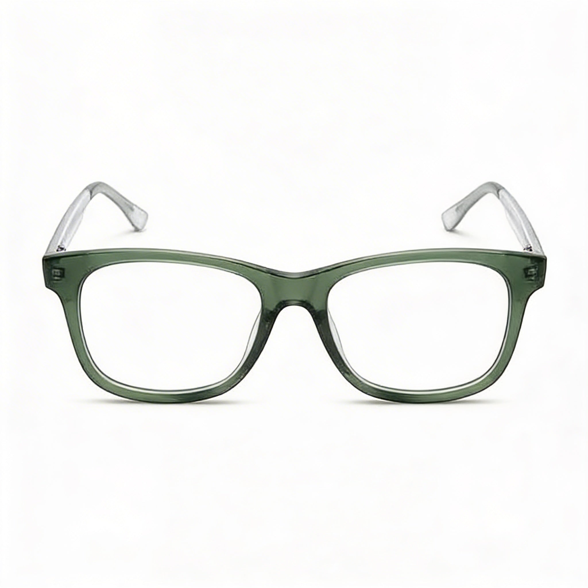 Hugo Boss 1547 Kids B59 51 Transparent Olive Green Acetate Square Full Rim Clear Lens Eyeglasses 51mm, Photo 1