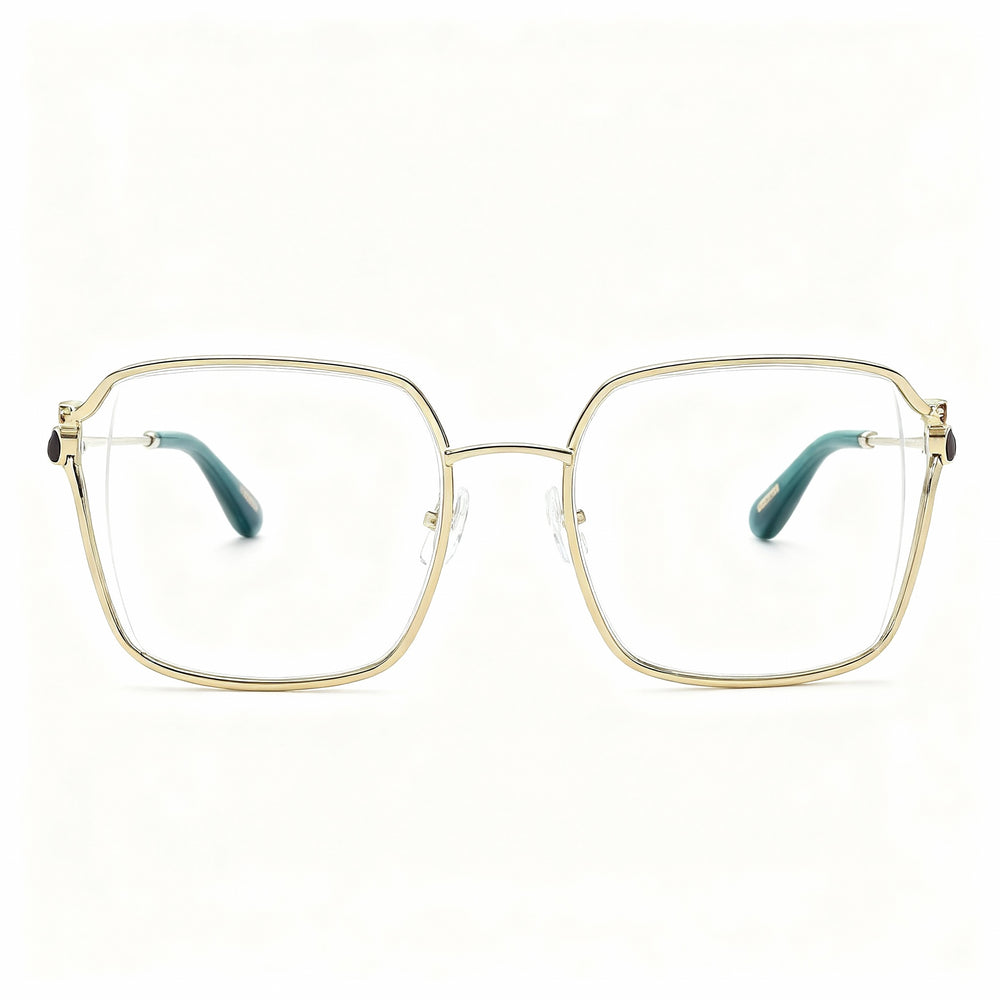 Chopard VCHG29S - Montura óptica metálica informal para mujer, color dorado claro, lentes de demostración no polarizadas, 53 mm