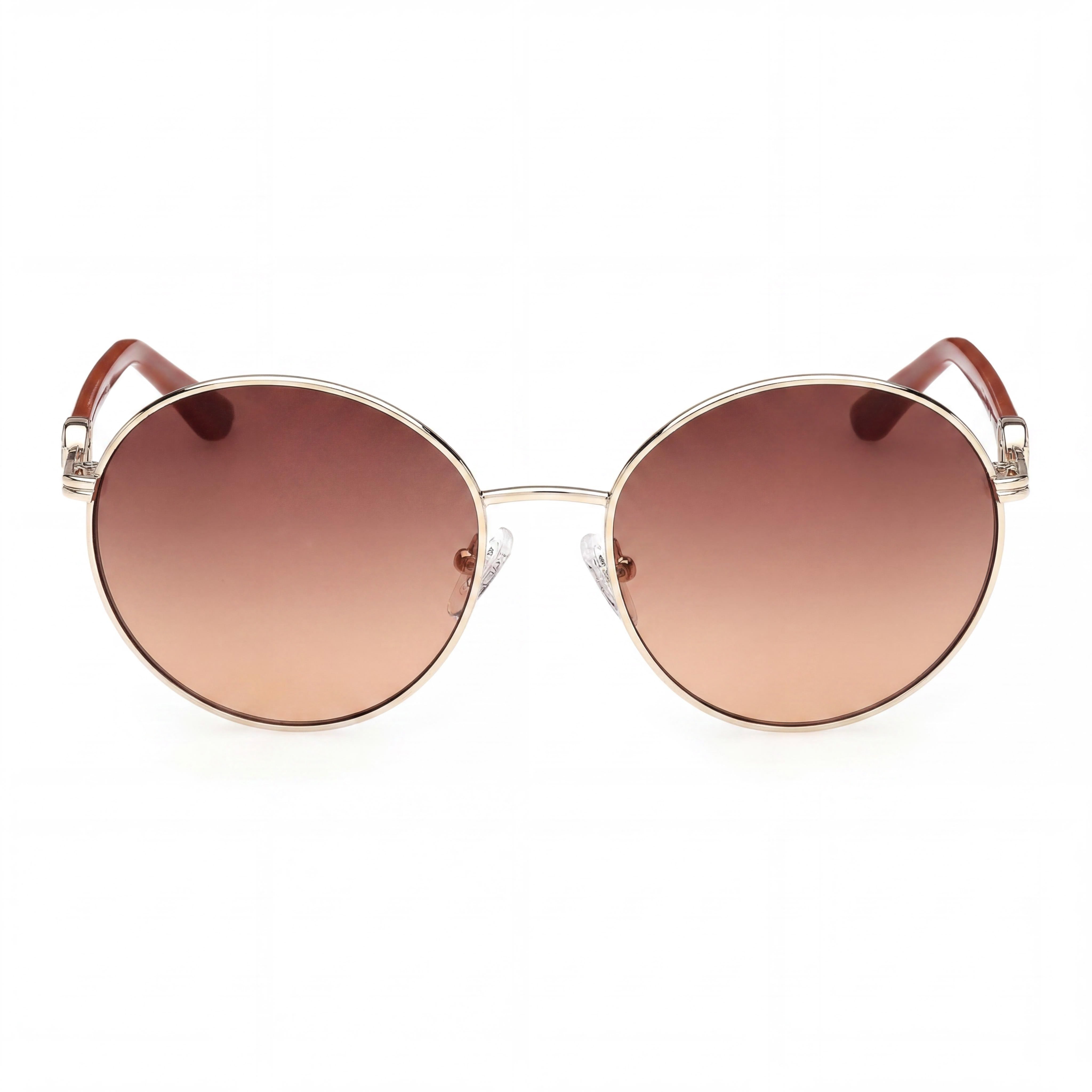 GUESS Casual Women's Metal Sunglasses, Shiny Pale Gold Frame, Gradient Brown UV 400 Lenses, 56mm, Photo 2