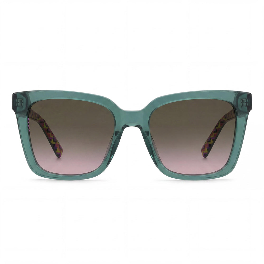 Missoni Women's Square Sunglasses, Verde Azulado Acetate Frame, Teal Polycarbonate Lenses, 53-19-140