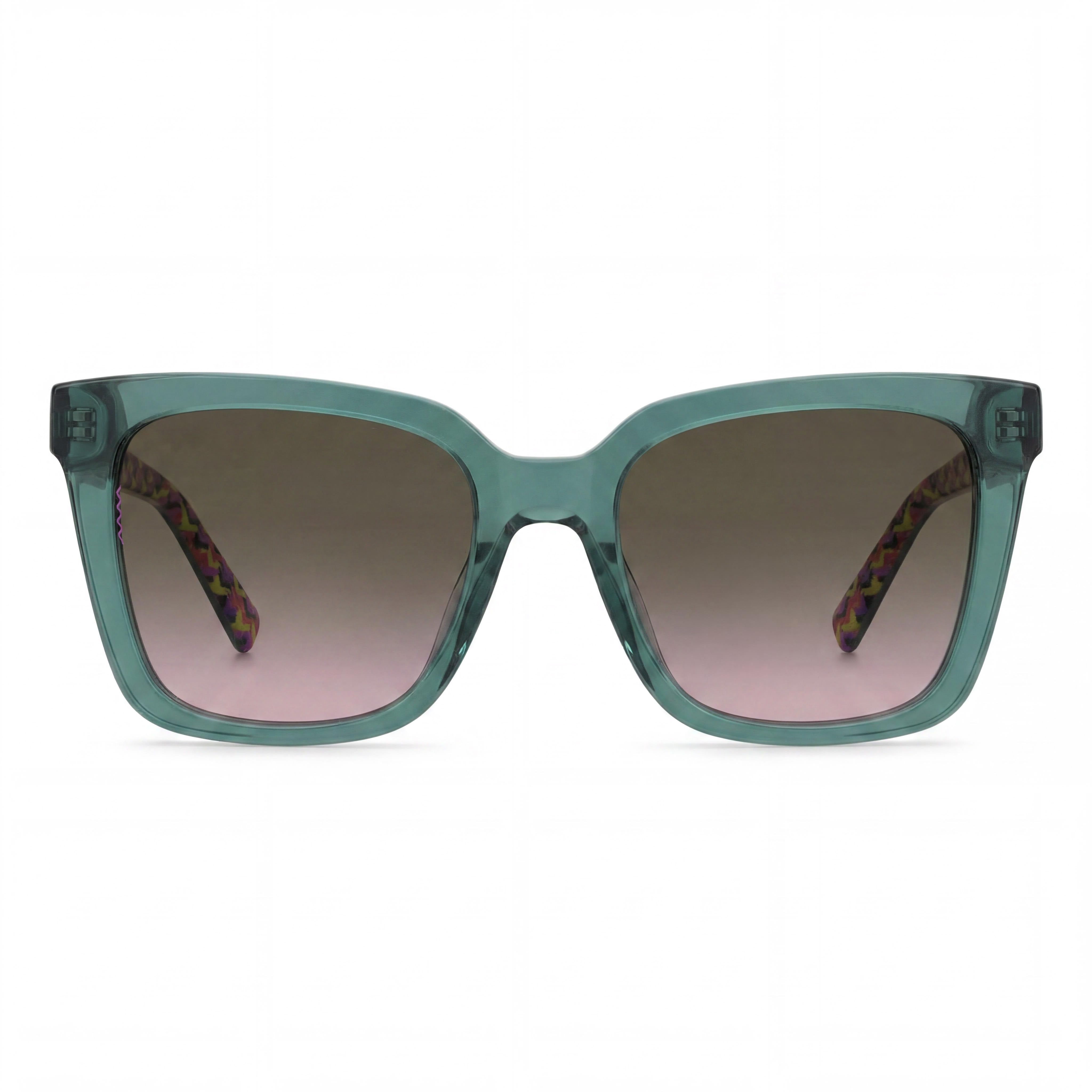 Missoni Women's Square Sunglasses, Verde Azulado Acetate Frame, Teal Polycarbonate Lenses, 53-19-140, Photo 2
