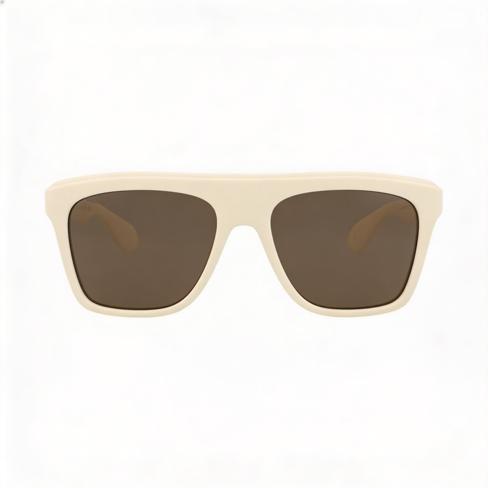 Gafas de sol Gucci para hombre, cuadradas o rectangulares, de plástico, color blanco y marrón, 57 mm