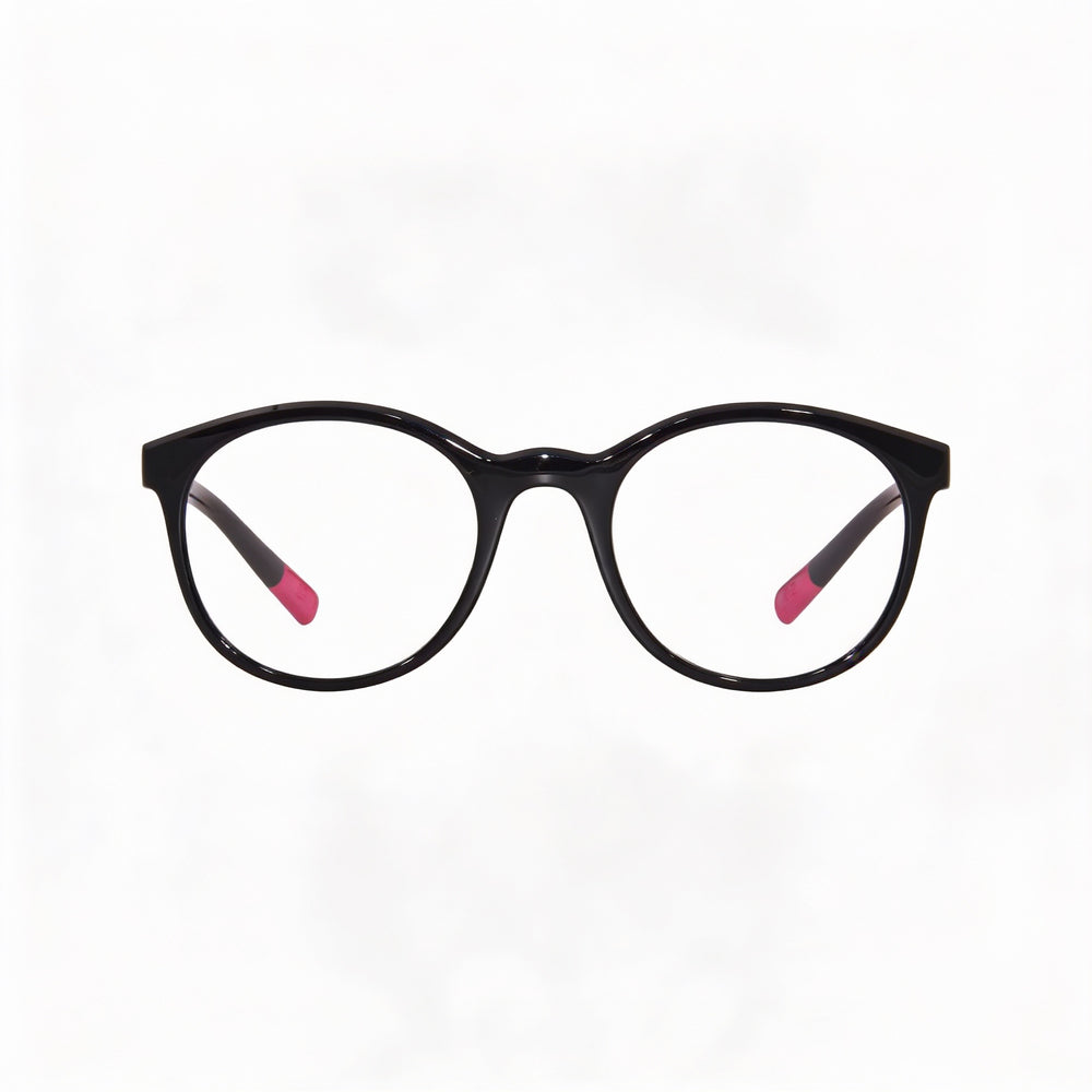Dolce & Gabbana DX5095 Women's Black Pink-Logo Full Rim Round Plastic Eyeglasses Clear Blue Light Filter 46-19-130mm
