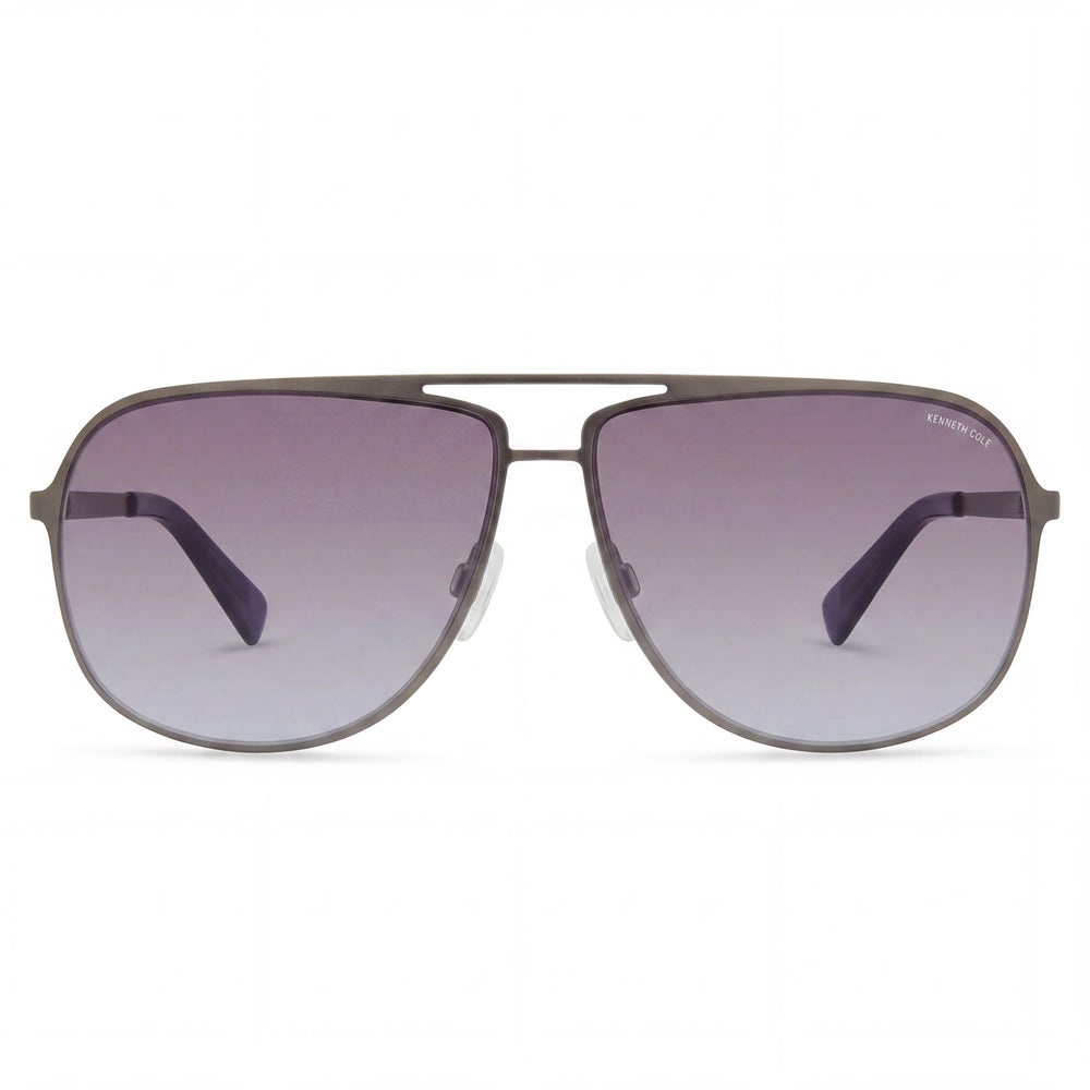 Kenneth Cole New York KC00022 Gafas de Sol de Piloto para Hombre de Metal en Gris Plomo Mate, Lentes Degradadas Ahumadas con Protección UV y No Polarizadas 64mm