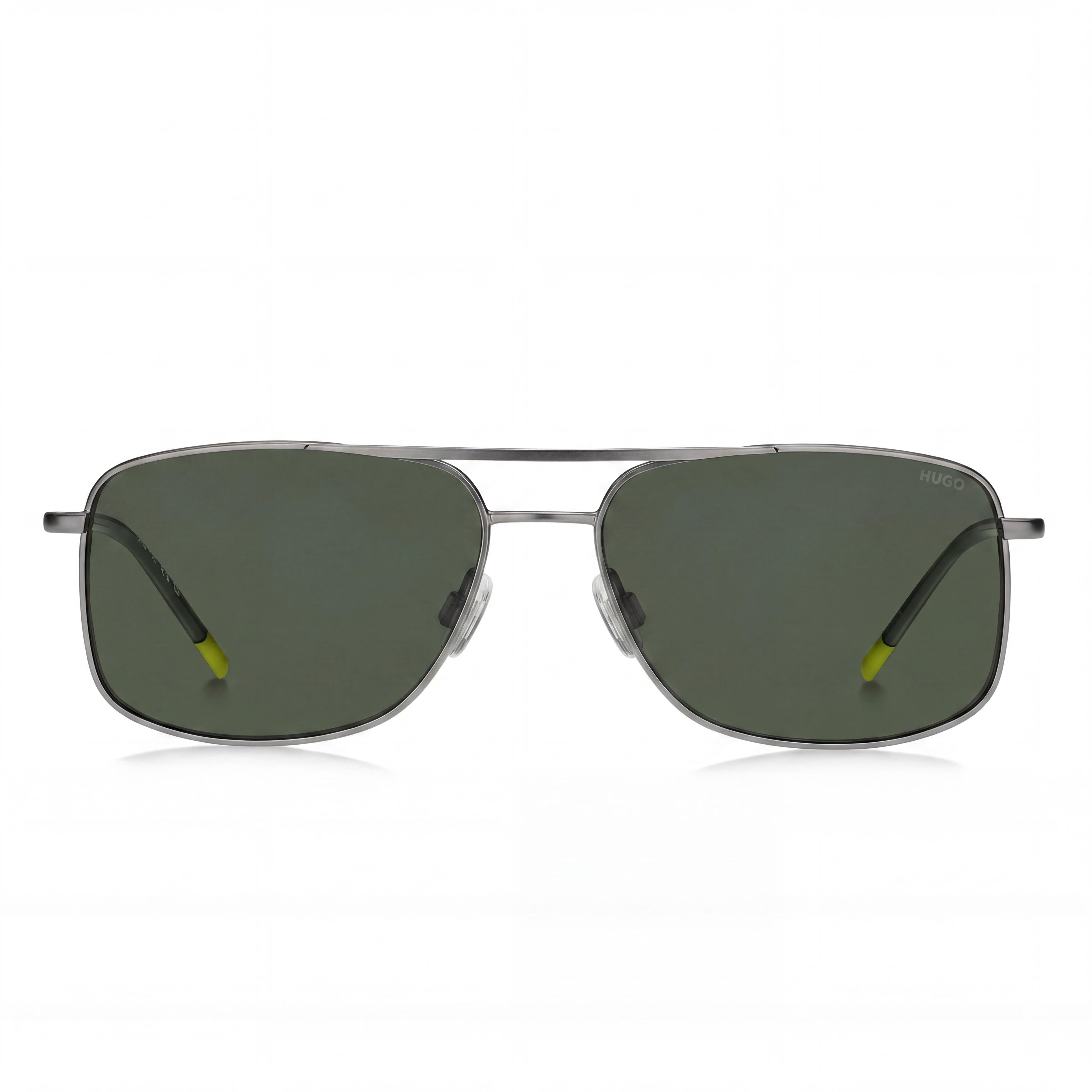 HUGO Casual Men's Ruthenium Green Metal Frame Sunglasses, Green Lenses, UV Protected, Size 7-1-4, Photo 2